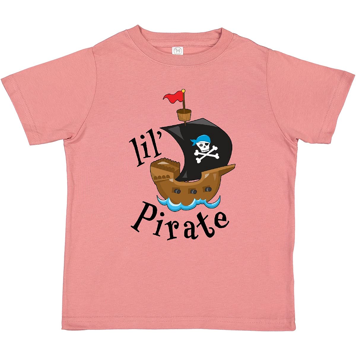 Inktastic Lil' Pirate Pirate Ship Blue Bandana Toddler T-Shirt - Cute Pirate-Themed Shirt for Boys & Girls, Perfect for Pirate Parties, Halloween Costumes & Everyday Play