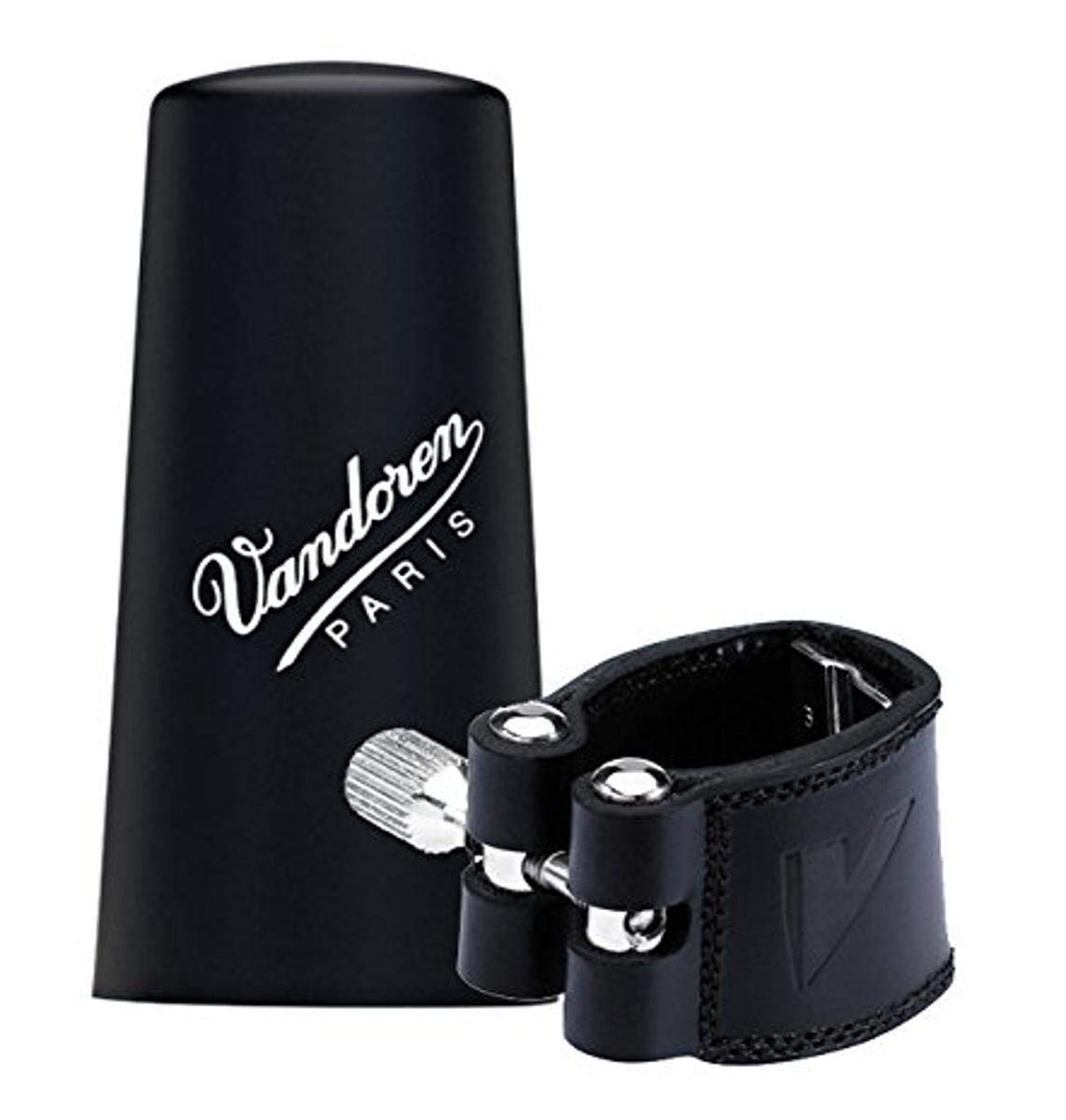 Vandoren LC23P Alto Clarinet Leather Ligature & Plastic Cap with 3 Interchangeable Pressure Plates - Perfect for Professional Musicians & Students in Orchestras, Bands & Solo Performances