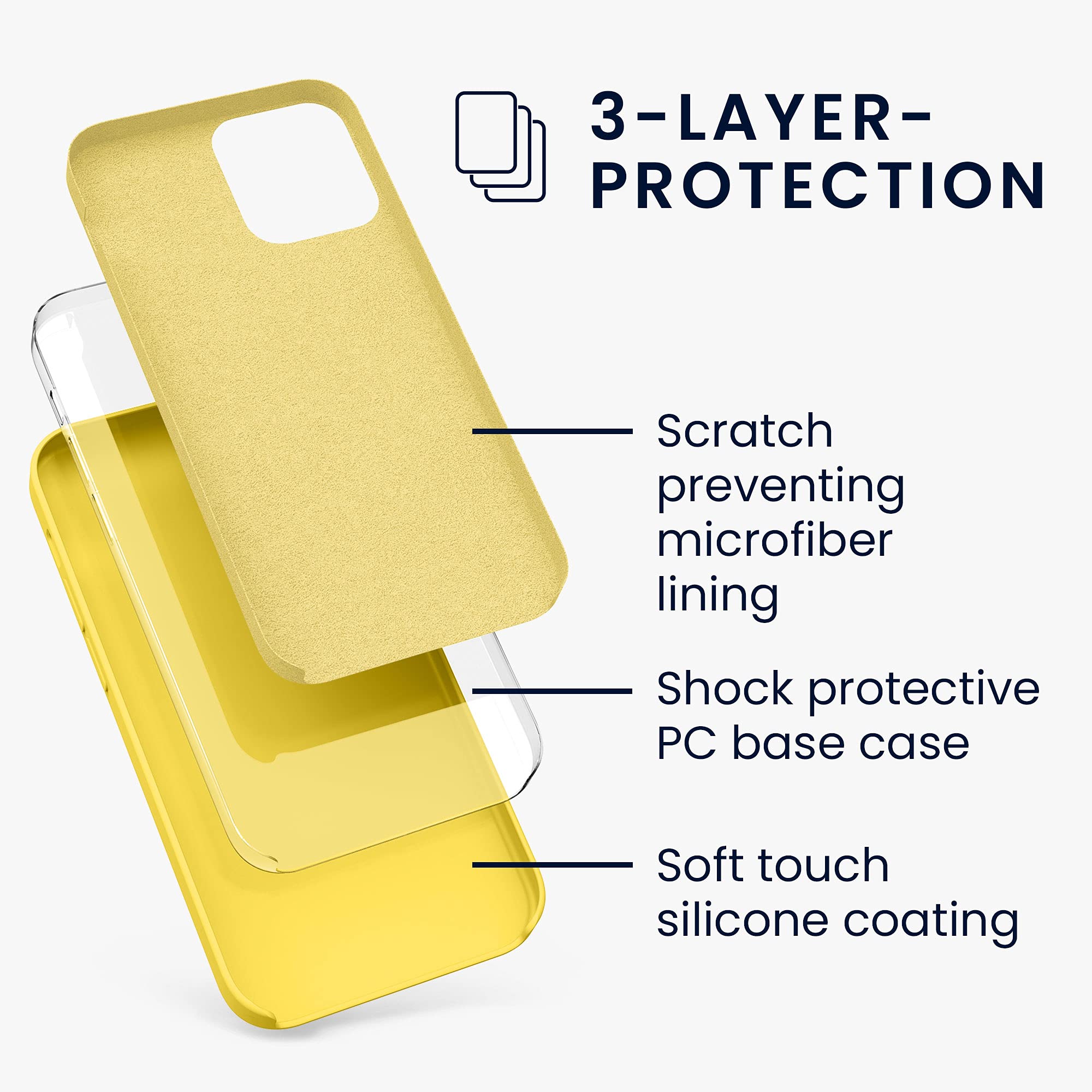 kwmobile Shockproof TPU Silicone Case for Apple iPhone 12 & iPhone 12 Pro - Soft Protective Phone Cover in Radiant Yellow - Perfect for Everyday Use, Outdoor Activities & Travel Protection
