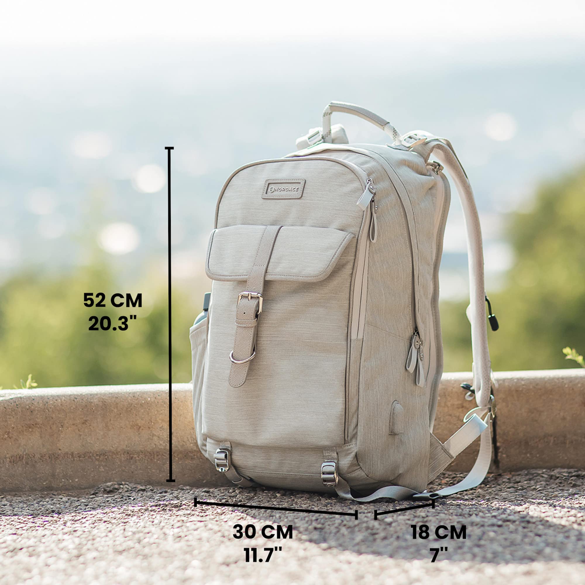 Nordace Comino Travel Backpack with USB Charging Port - Water Resistant Laptop Backpack for Men & Women, 17 Inch Laptop Compartment, Perfect for Travel, Business, School & Daily Commute (Gray) - Ideal for Airplane Carry-On, College Students & Office Professionals