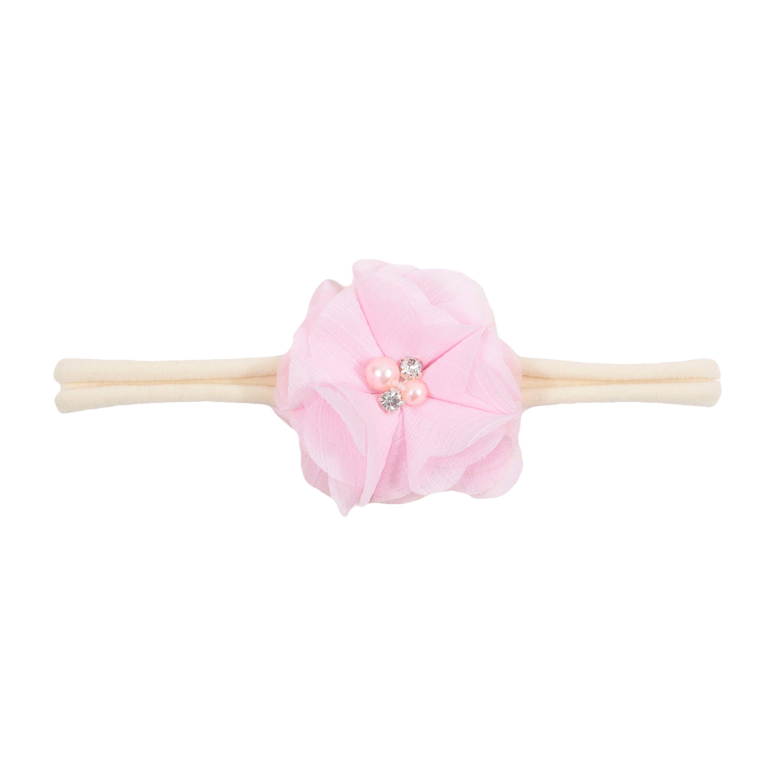 Nishine 6-Pack Baby Girls Nylon Headbands with Glitter Bows - Soft Toddler Hair Accessories for Newborns, Infants & Kids - Perfect for Birthday Parties, Baby Showers & Daily Wear (Set C)