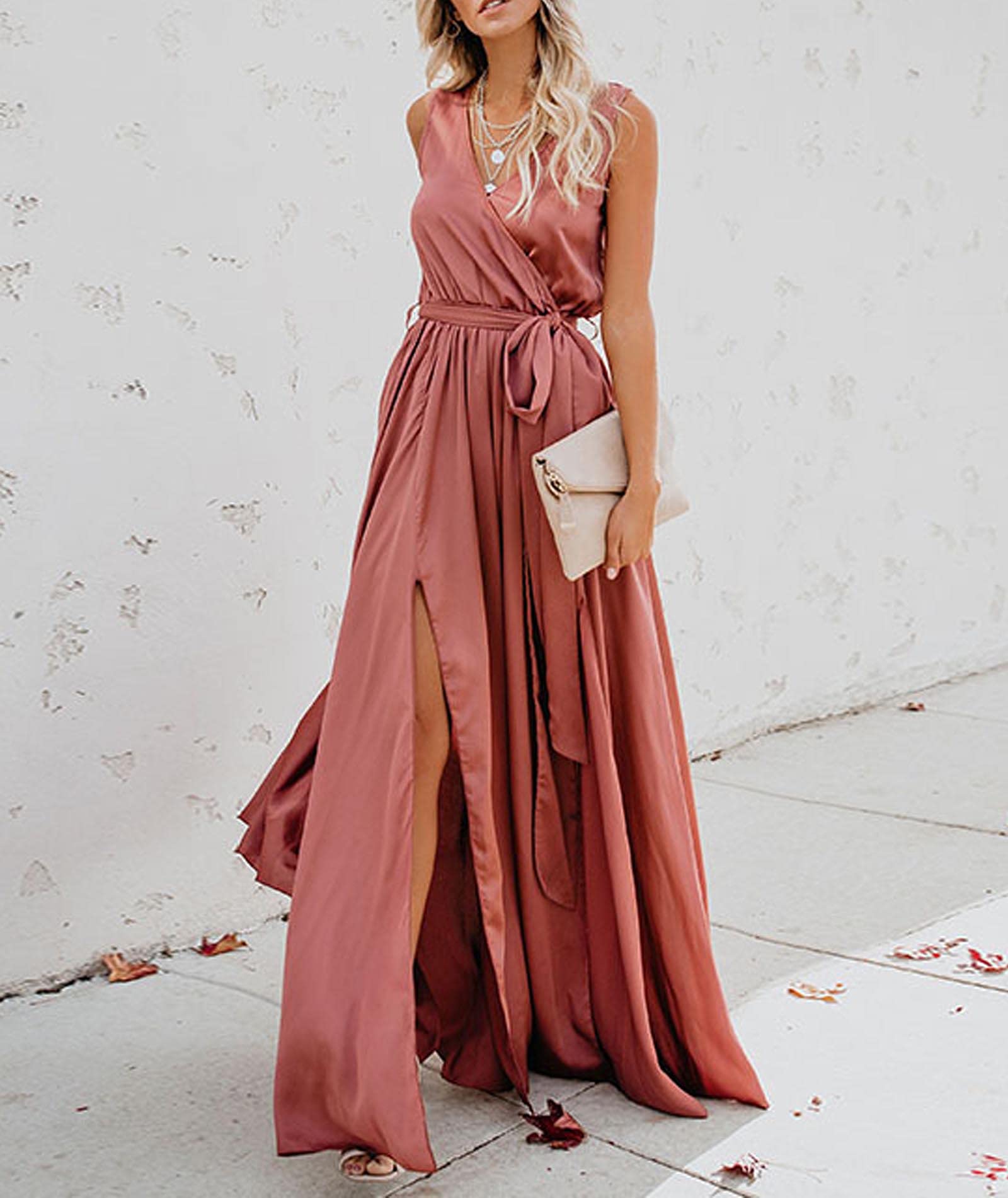xxxiticat Women's Bohemian Split Maxi Dress - Sleeveless Lace-Up Bandage Summer Dress with Pleated Swing Hem | Perfect for Beach Vacations, Music Festivals & Boho Chic Outfits