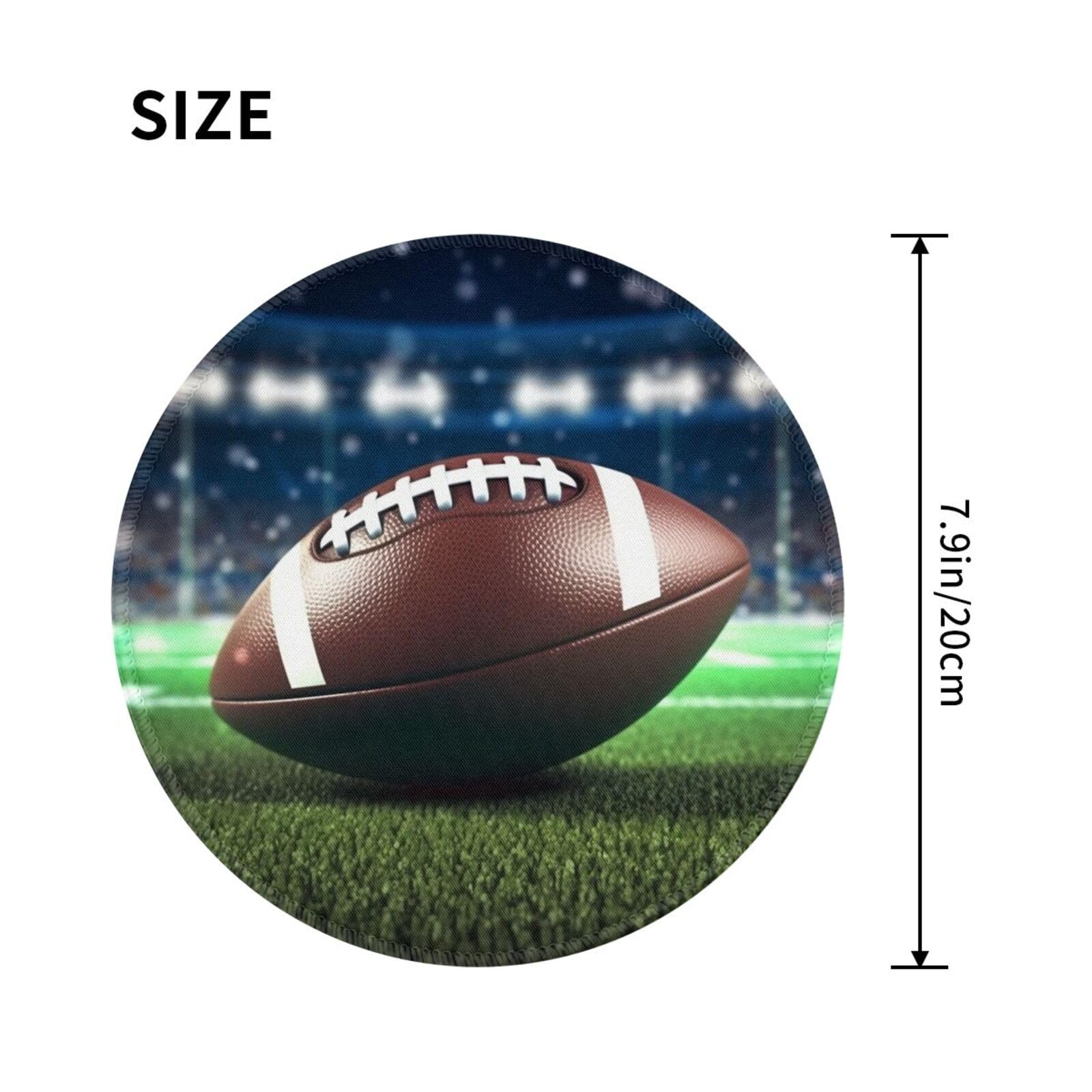 Non-Slip Rubber Base Round Mouse Pad with Stitched Edge - Perfect for Office, Gaming & Wireless Mouse - American Football Design Computer Desk Mat for Work & PC Gaming