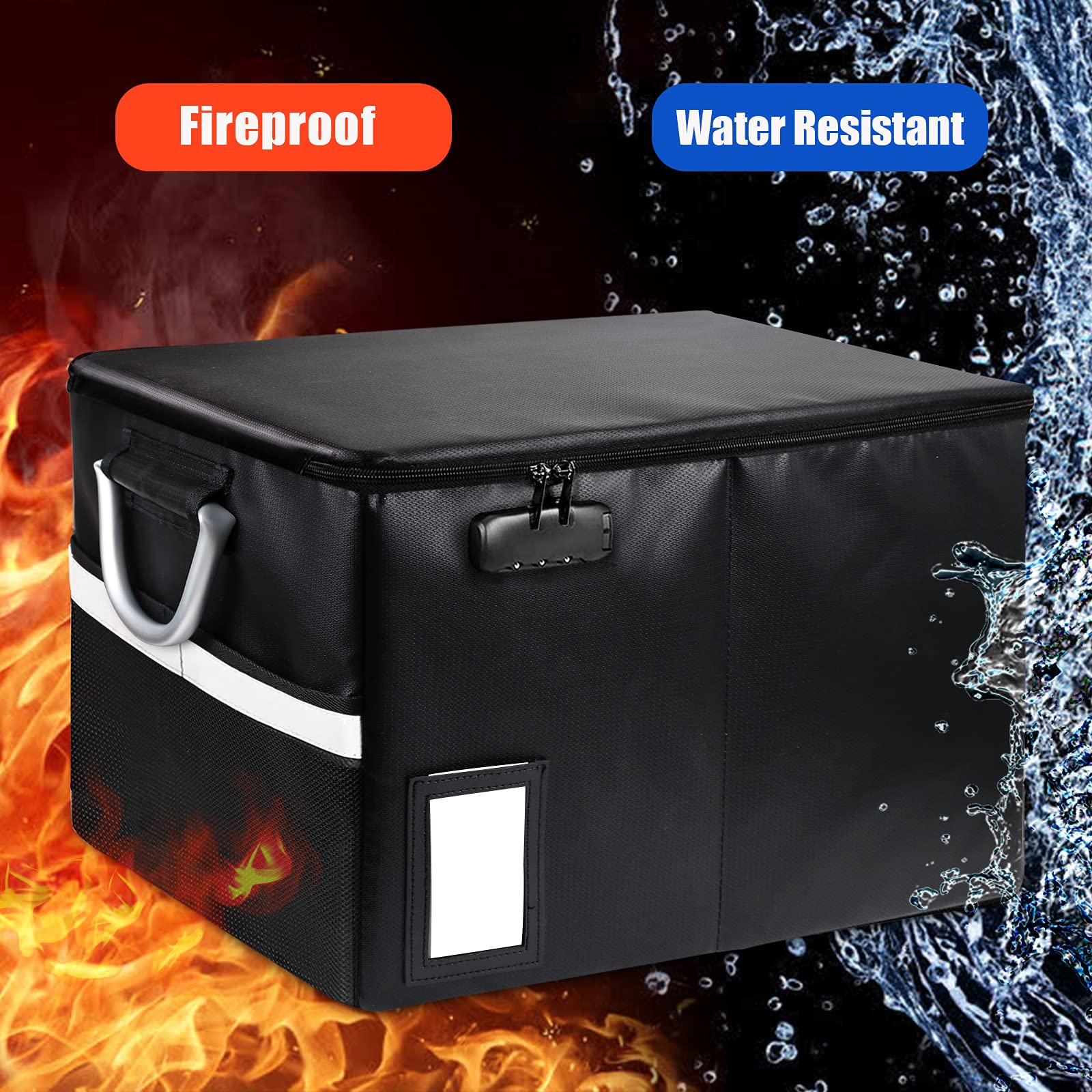 Fireproof Document Box with Lock - 5 Pack Hanging File Folders (Letter Size) | Portable File Cabinet Organizer with Handle | Secure Storage for Important Documents, Files & Certificates | Perfect for Home, Office & Emergency Preparedness