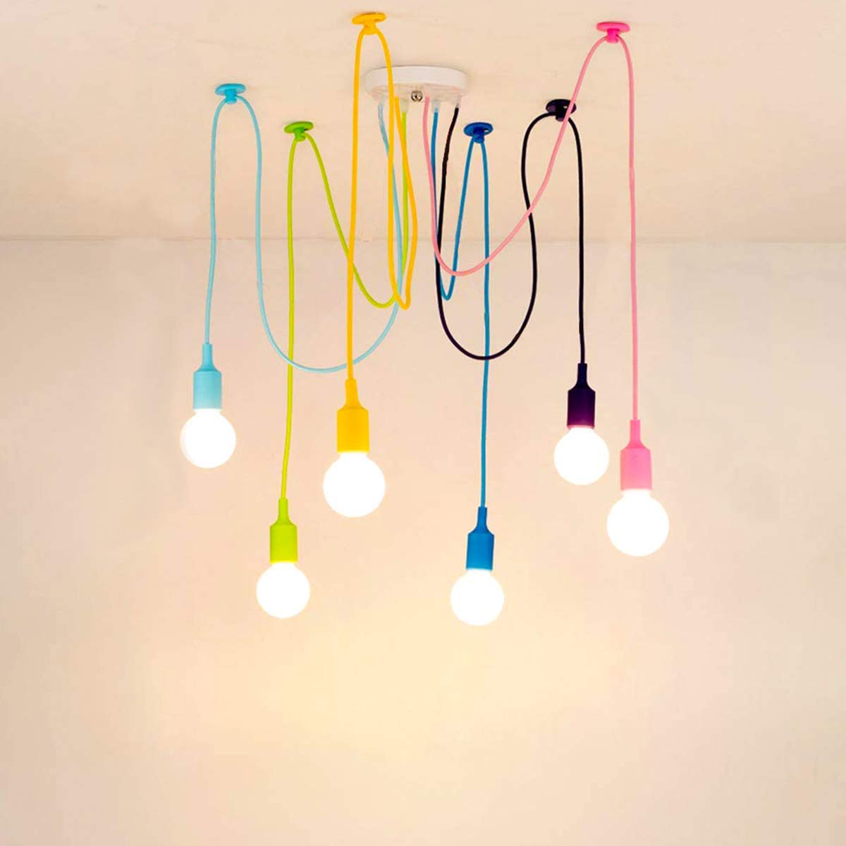 6-Arm Adjustable Spider Chandelier - Modern DIY Ceiling Pendant Light with 59