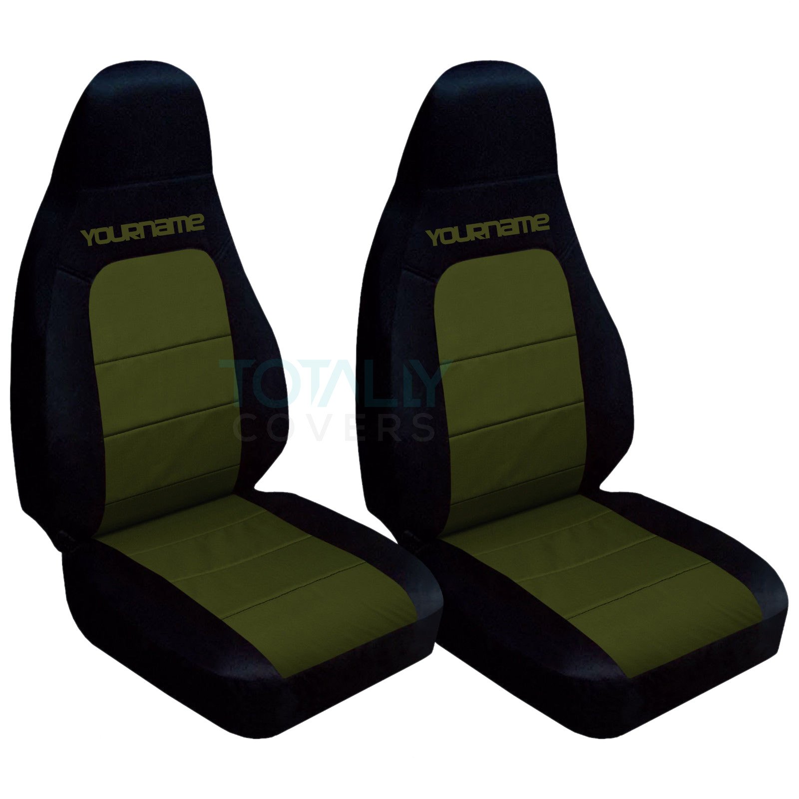 Custom 2-Tone Seat Covers for 2001-2005 Mazda MX-5 Miata - Personalized with Your Name/Text - 21 Color Options (Black & Hunter Green) - Perfect for Car Enthusiasts & Gift Giving
