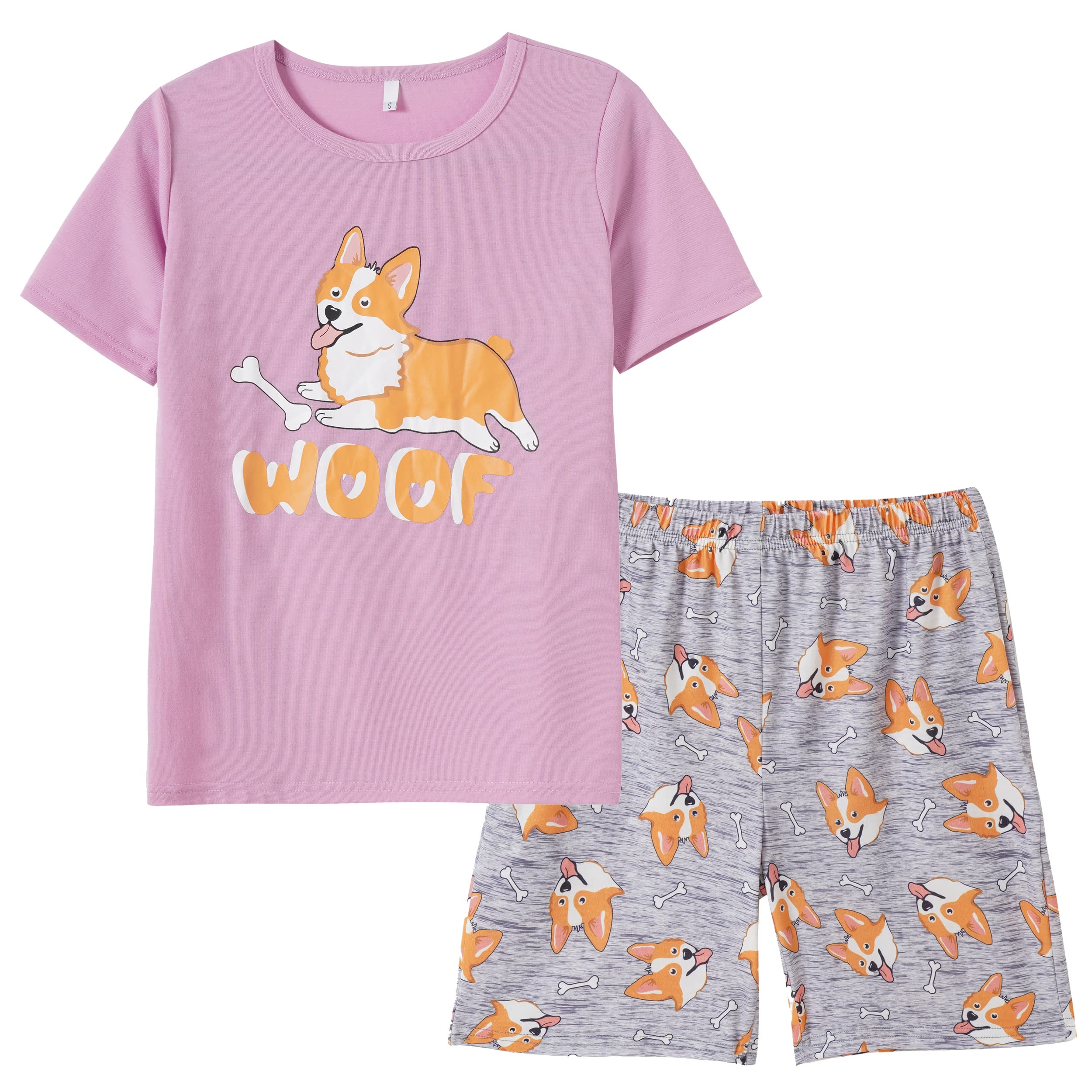 Big Girls Summer Pajama Set - Striped Heart Print Sleepwear for Comfort & Style