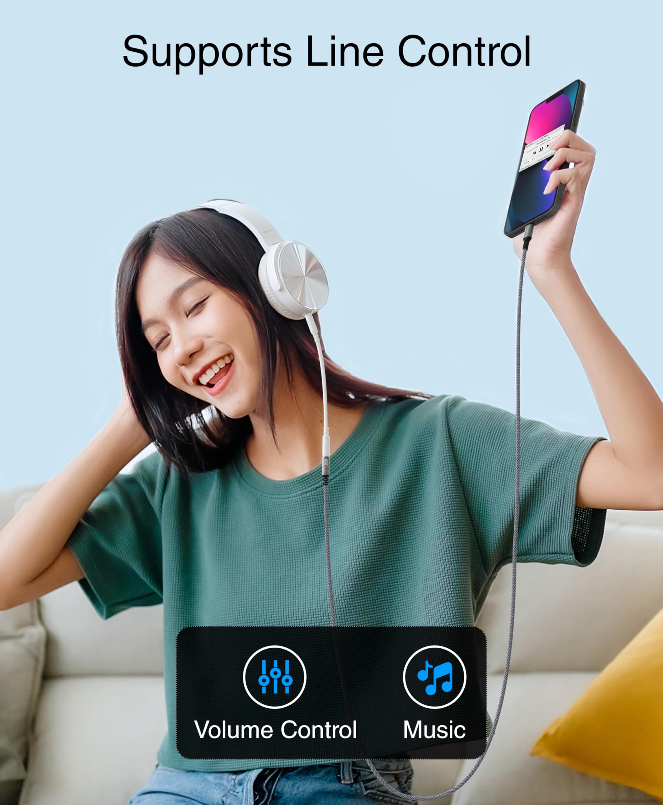 BlueRigger USB C to 3.5mm Audio Adapter Cable (3FT) - Female AUX to USB C Adapter, USB-C to Headphone Jack Extension for Phone, Tablet, Laptop - Perfect for Music, Gaming & Conference Calls