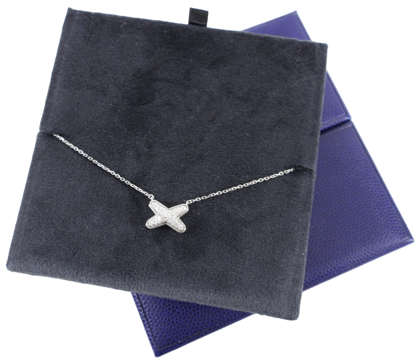 Chaumet 18K White Gold Jeux de Liens Diamond Pave Necklace - Elegant Diamond Pendant Necklace for Women - Perfect for Weddings, Anniversaries & Special Occasions