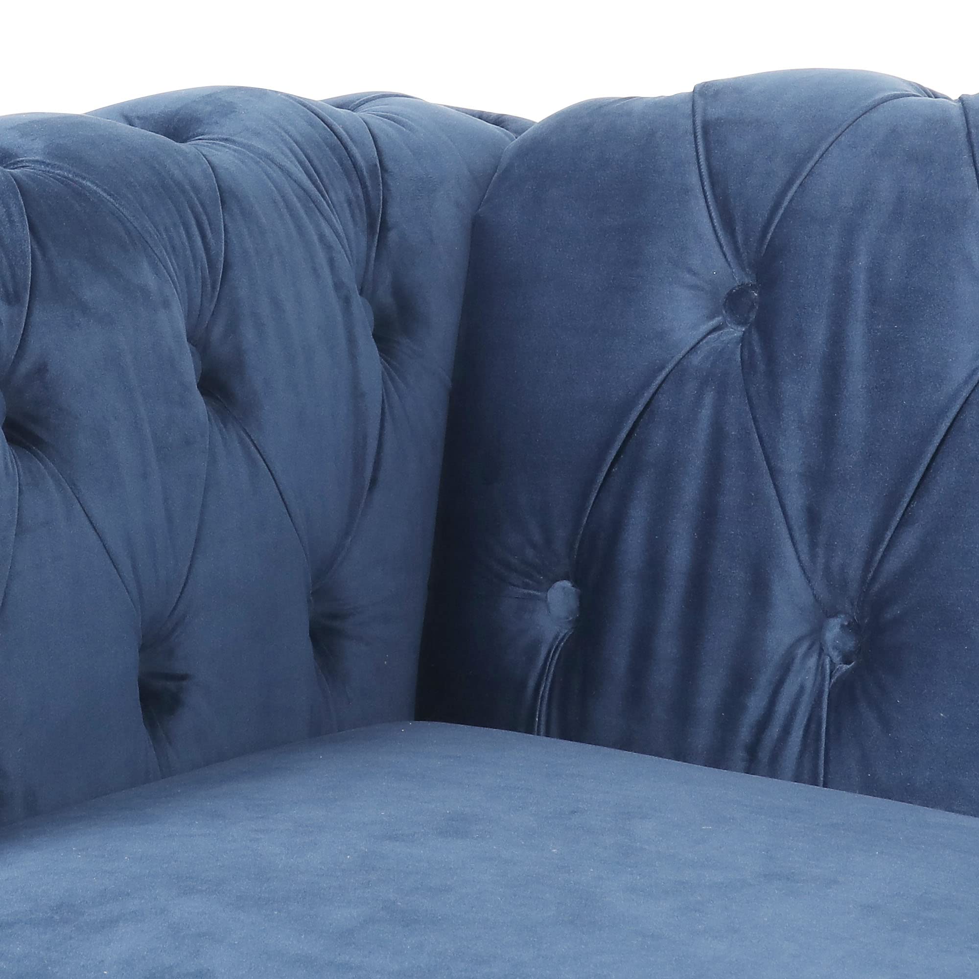 RARZOE Contemporary Velvet Chesterfield Chair - Blue Tufted Club Chair with Scrolled Arms & Nailhead Trim - Luxurious Accent Chair for Living Room, Bedroom & Office - Perfect for Home Decor, Reading Nook & Lounge Areas