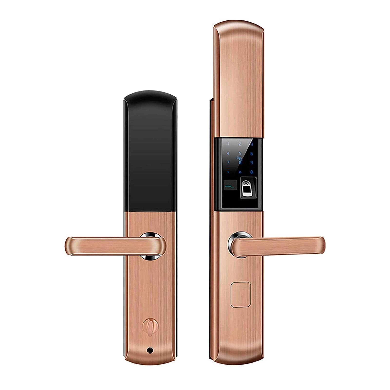 Smart Door Lock - Keyless Entry Electronic Mortise Lock with Biometric Fingerprint & Digital Keypad, Multi-Point Security System (Gold) - Perfect for Homes, Apartments & Vacation Rentals
