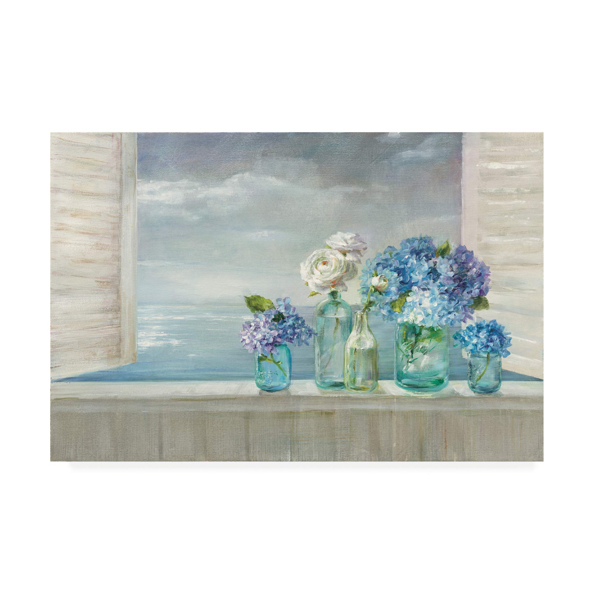Trademark Fine Art - Danhui Nai 'A Beautiful Day at The Beach' 30x47 Inch Canvas Wall Art - Perfect for Living Room, Bedroom & Beach House Decor