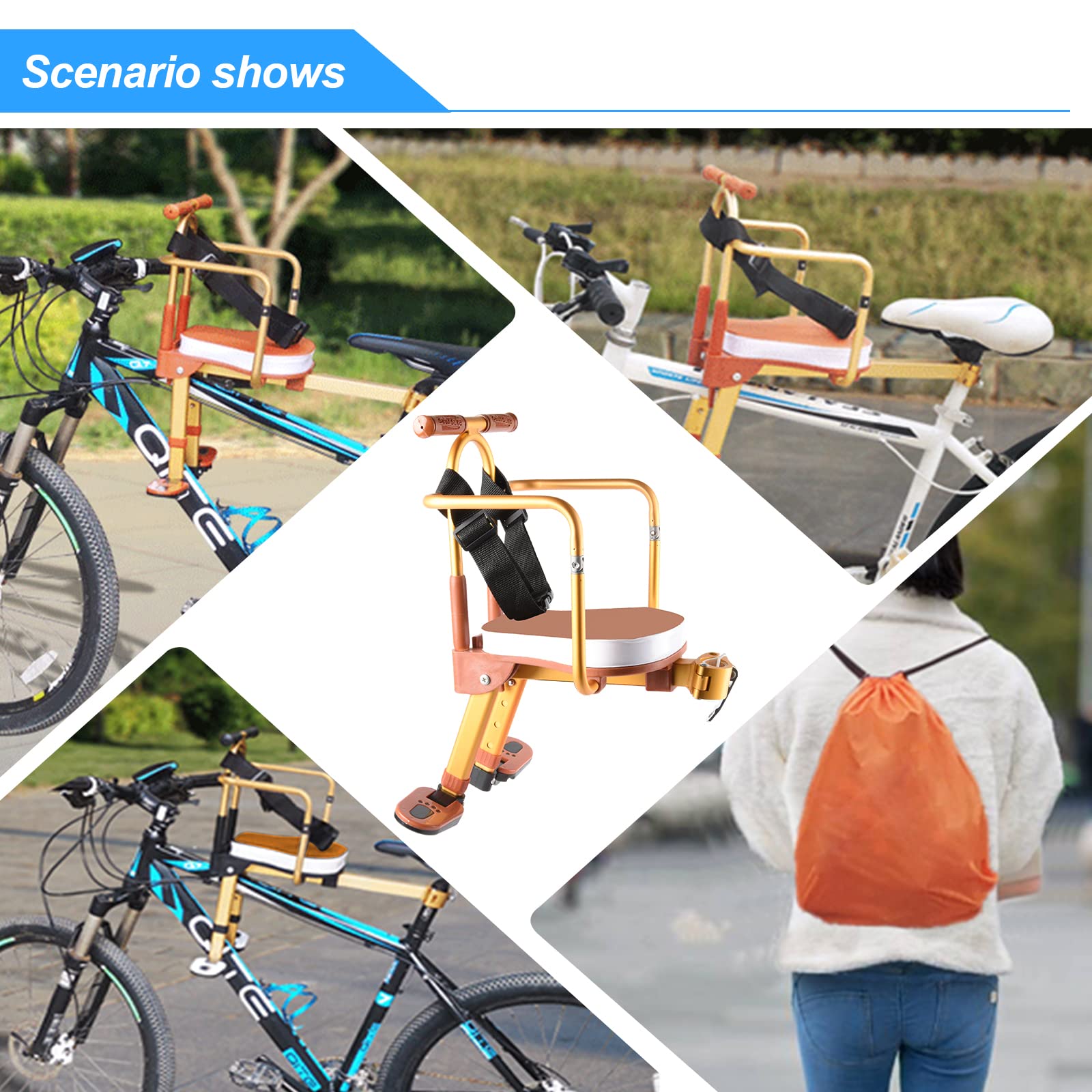 **Best Kids Bike Seat - Lightweight Aluminum Alloy Front Mount Child Bicycle Seat, Foldable & Portable for Boys & Girls - Perfect for Mountain, Hybrid Cruiser & City Bikes - Safe Riding for Family Outings & Commuting**