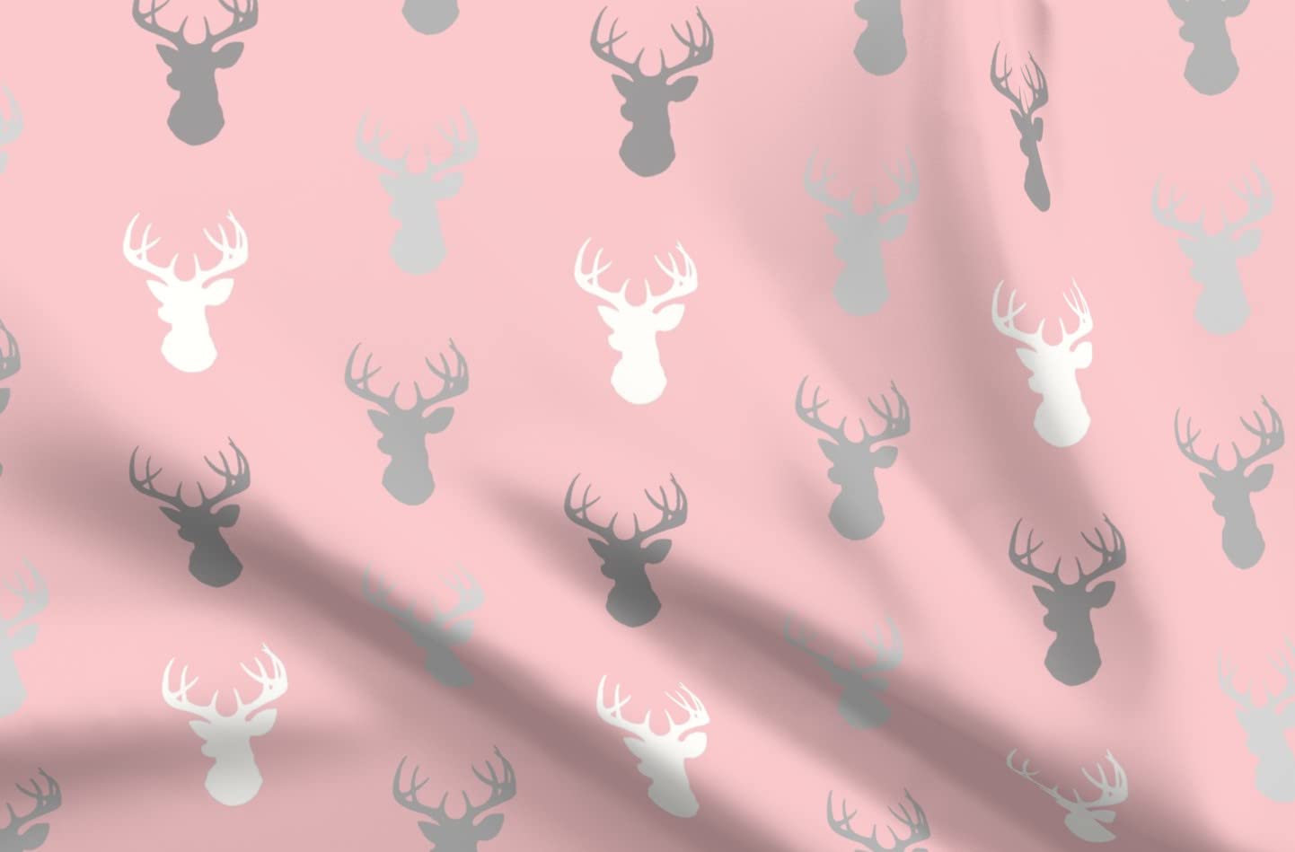 Deer Pink Meadow Sunrise Gray Woodland Nursery Buck Printed Velvet Fabric by The Yard - Premium Upholstery & Home Decor Material for DIY Projects, Curtains, Pillows, and Apparel
