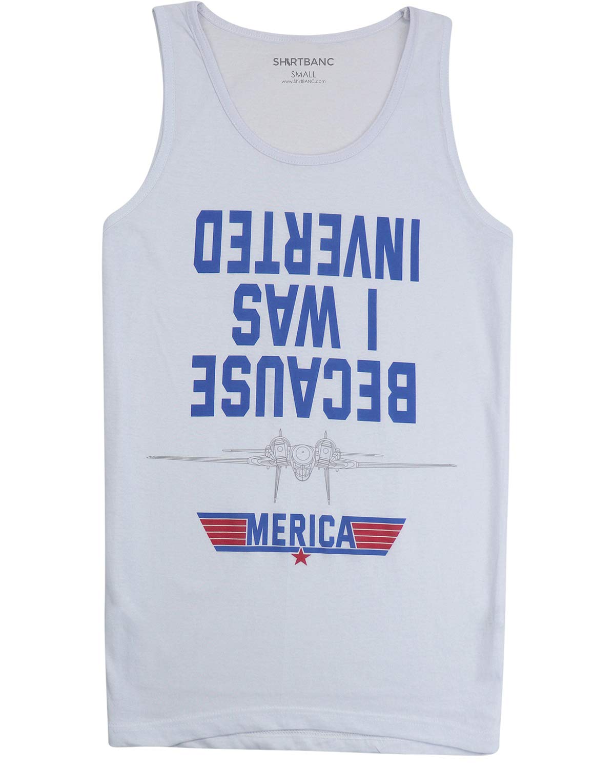 ShirtBANC Men's 'Because I Was Inverted' Airplane Army Fighter Graphic Tank Top - Casual Wear for Aviation Enthusiasts & Military Fans