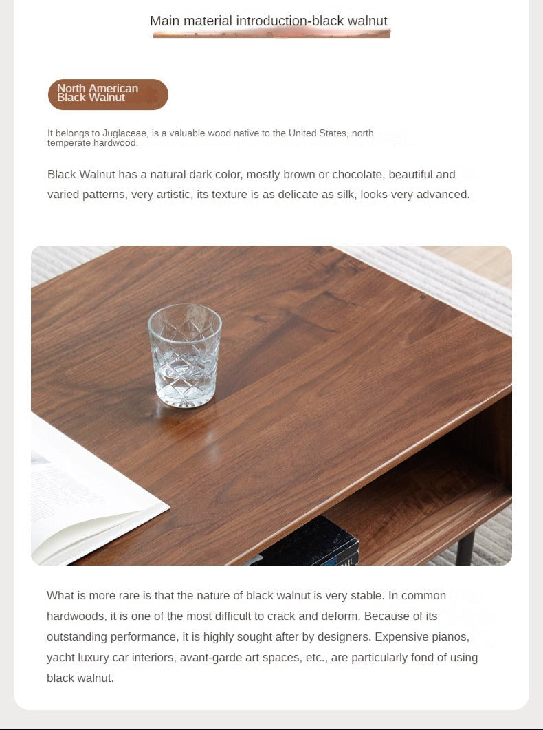 Premium Black Walnut Solid Wood Extendable Coffee Table - Expandable Dining Table for Small Spaces, Living Room Furniture for Home Office & Modern Apartments