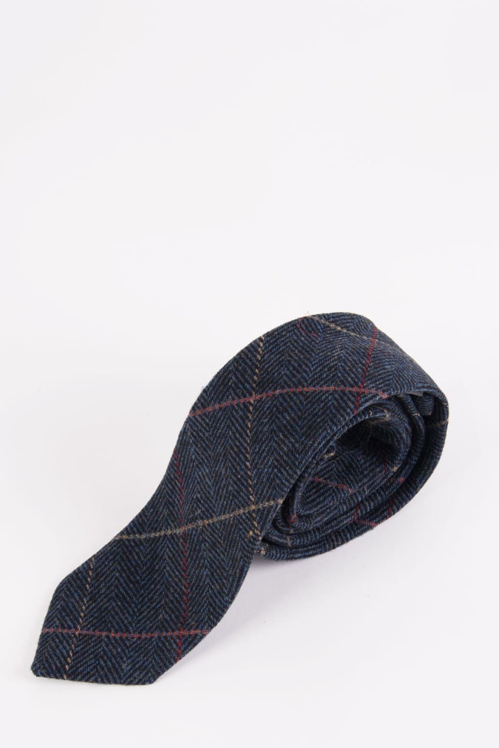 Marc Darcy Eton Navy Blue Check Tweed Tie - Classic Men's Necktie for Business, Wedding & Formal Occasions