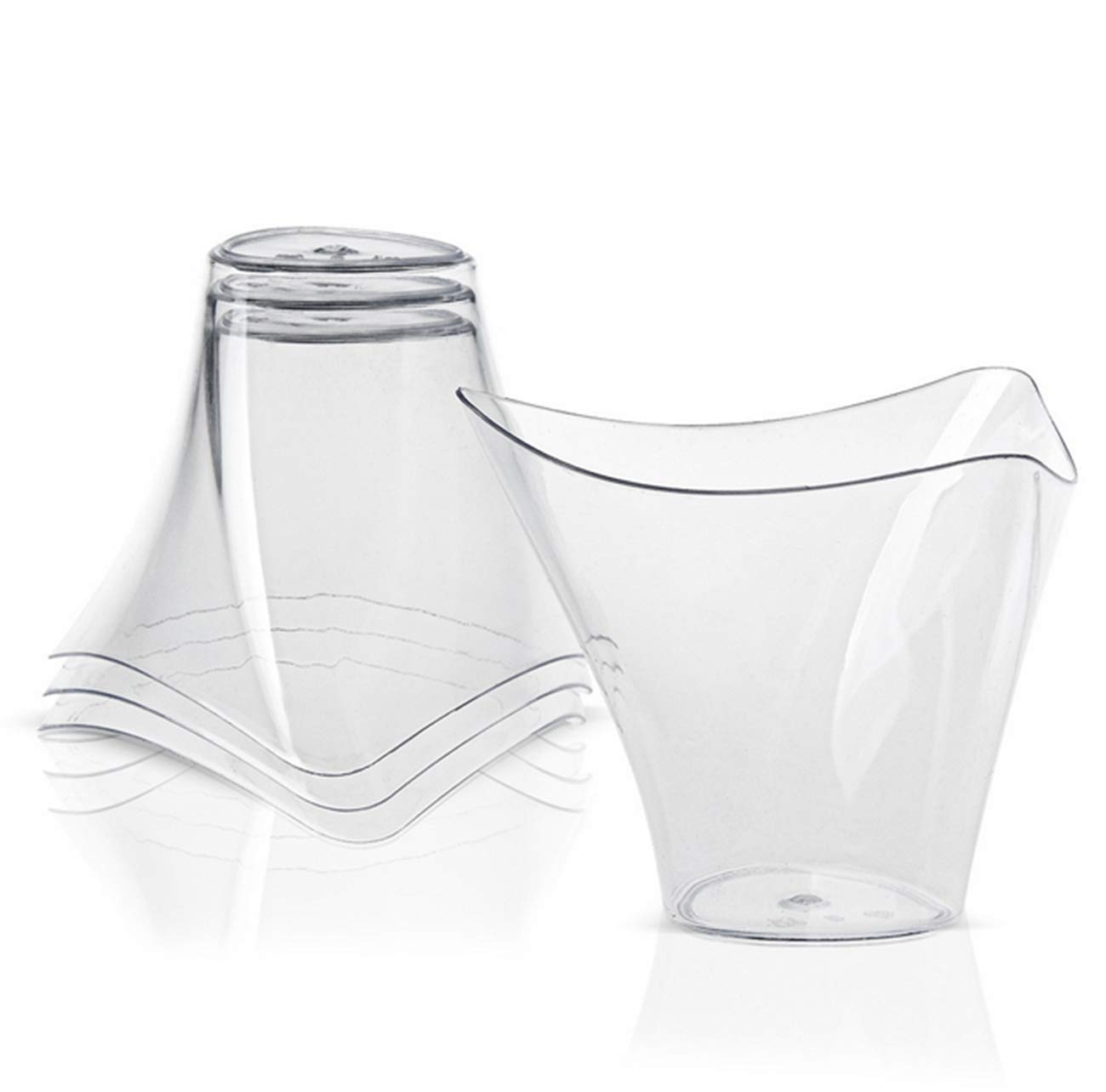 50-Pack 3.3oz (100ml) Disposable Plastic Dessert Cups with Spoons - Swirl Triangle Ice Cream Bowls, Appetizer & Salad Containers - Perfect for Parties, Weddings, Catering, and Tasting Events