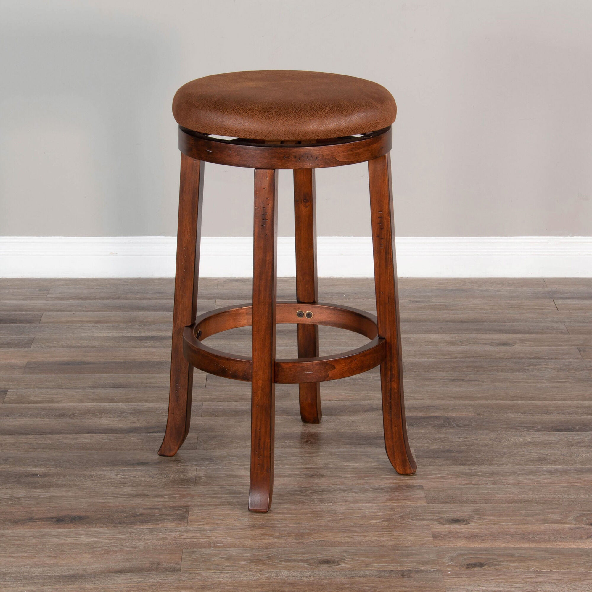 Sedona Backless Swivel Bar Stool - 24 Inch Counter Height Adjustable Stool for Kitchen Island, Breakfast Nook & Home Bar - Modern Swivel Stool with Footrest for Dining & Entertaining