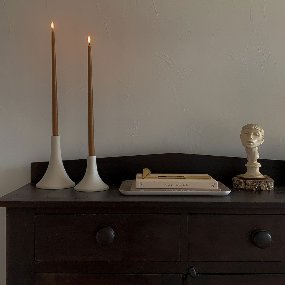 Grand White Ceramic Taper Candlestick Holder - Elegant Home Decor for Dining Table, Wedding Centerpiece & Holiday Decorations