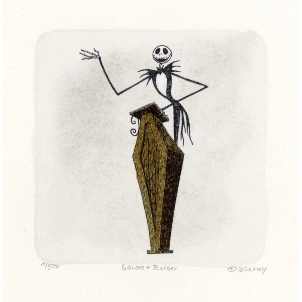 Jack Skellington Nightmare Before Christmas Sowa & Reiser Limited Edition Hand-Painted Etching Podium #/500 - Perfect for Disney Collectors, Halloween Decor & Tim Burton Fans