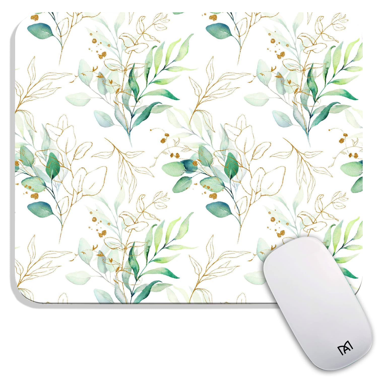 Premium Textured Square Mouse Pad with Pretty Leaves Design - Personalized Custom Mouse Mat, Washable Lycra Cloth & Non-Slip Rubber Base for Wireless Mouse - Perfect for Office, Gaming, and Home Computer Use