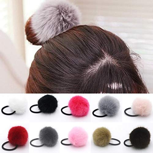 6 Pack Cute Elastic Hair Ties with Colorful Pompoms - Soft Stretch Hair Bands for Girls & Women - Perfect for School, Work, and Everyday Hairstyles