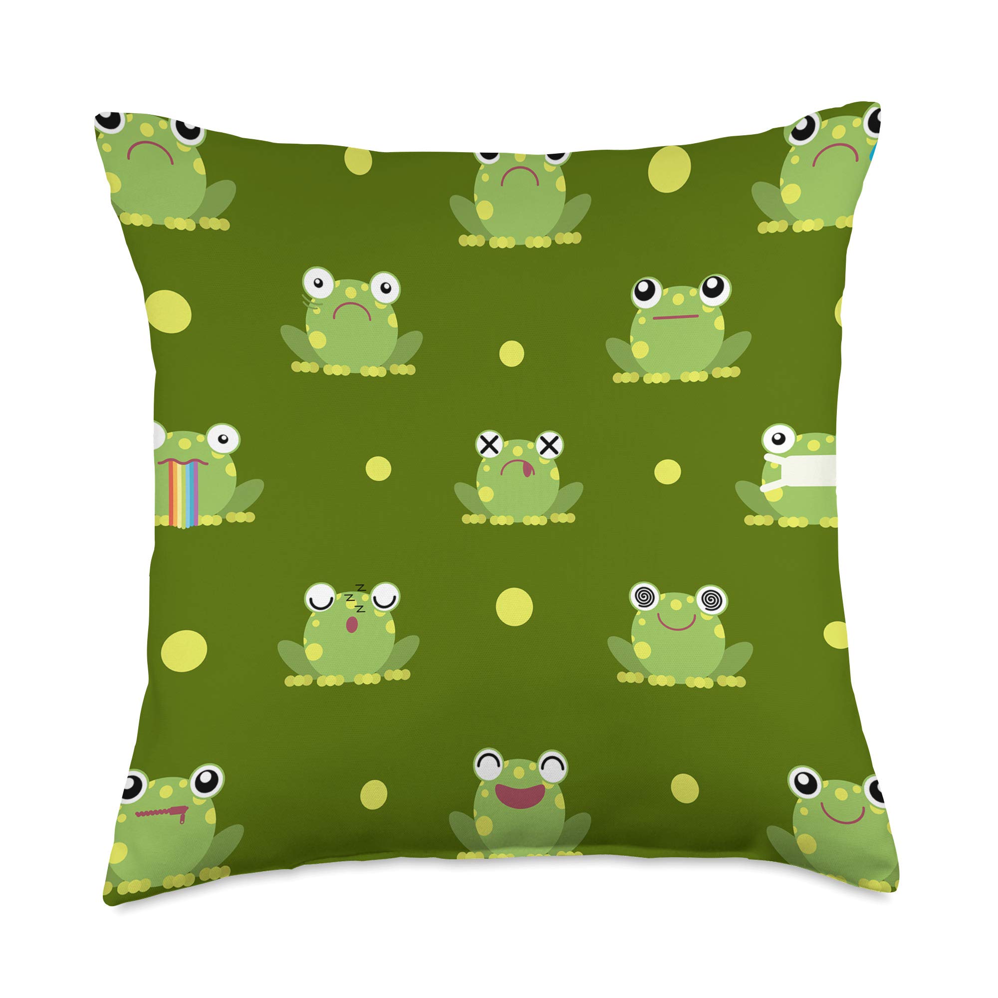 Frog Print Couch Pillows 18x18 - Colorful Decorative Throw Pillows for Sofa, Living Room & Bedroom Decor