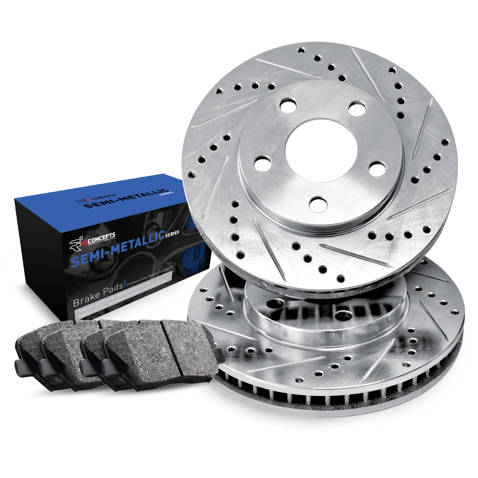R1 Concepts Premium Front Brake Kit - Semi-Metallic Brake Pads & Rotors (FEC.66066.03) | High-Performance Braking System for Sedans, SUVs & Trucks | Smooth Stopping Power for Daily Commute & Highway Driving