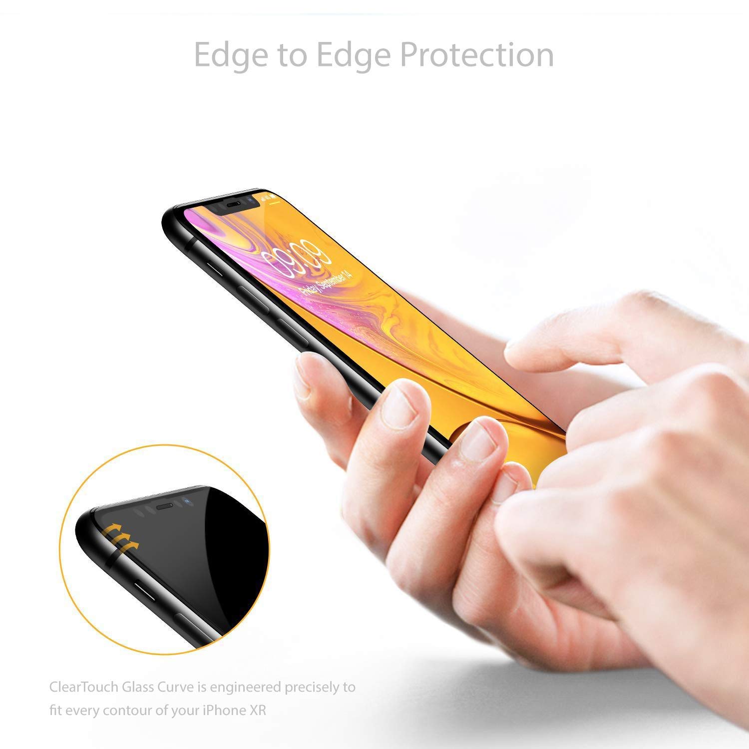 BoxWave ClearTouch Glass Curve Screen Protector for Apple iPhone 11 - 9H Tempered Glass, Anti-Scratch, Bubble-Free Installation (Jet Black) - Perfect for Everyday Protection Against Drops and Scratches