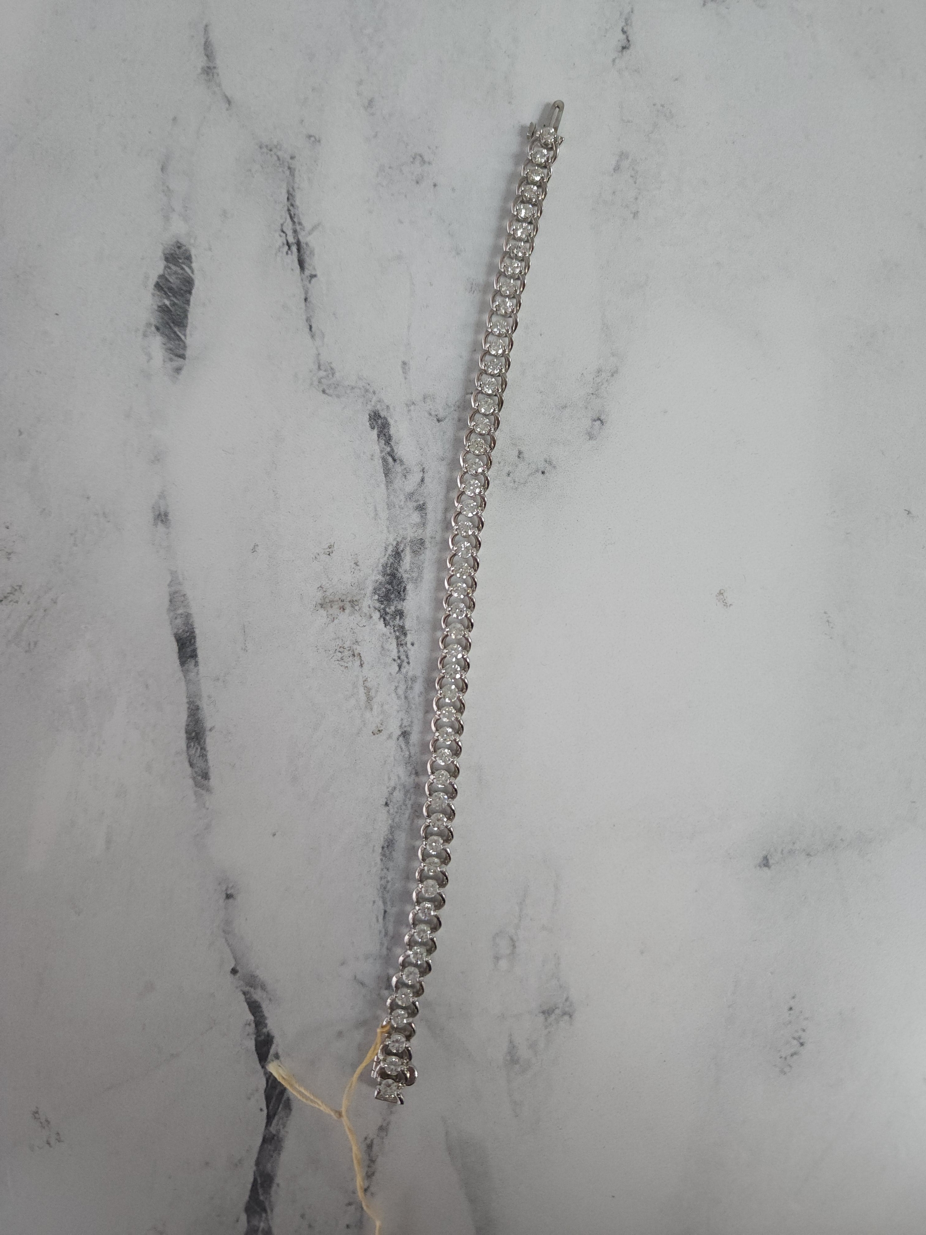 Elegant Diamond Link Bracelet with High-Polished Sterling Silver Links - Perfect for Parties, Weddings & Special Occasions