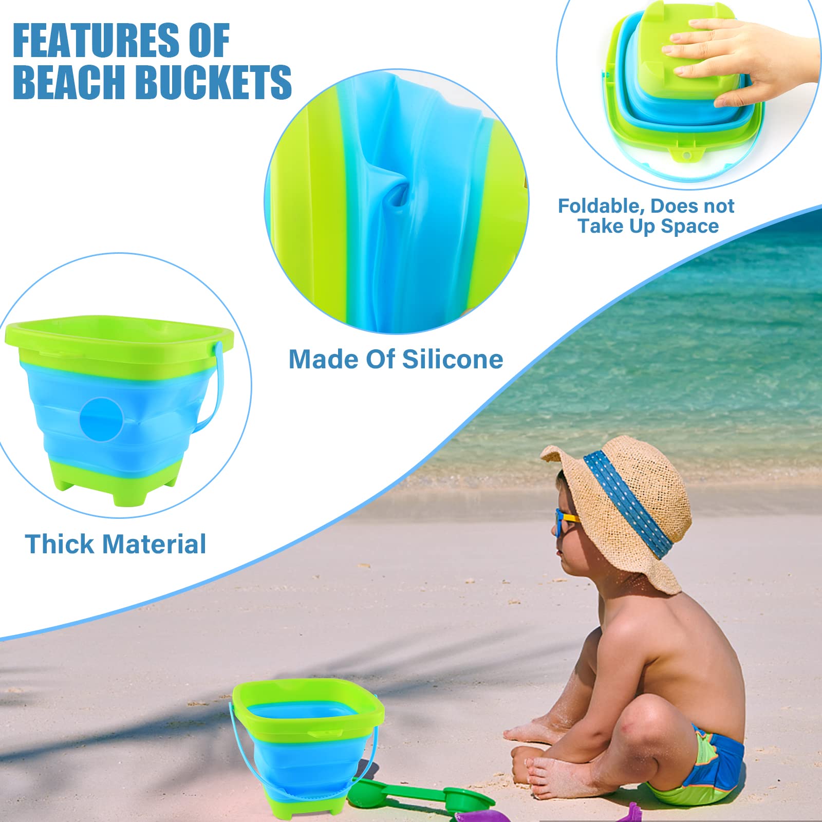 7-Inch Floating Telescopic Folding Fishing Net with Pliers & Lip Gripper - Foldable Sand Bucket Included | Portable Fishing Gear for Kids & Adults | Perfect for Beach, Lake & River Fishing