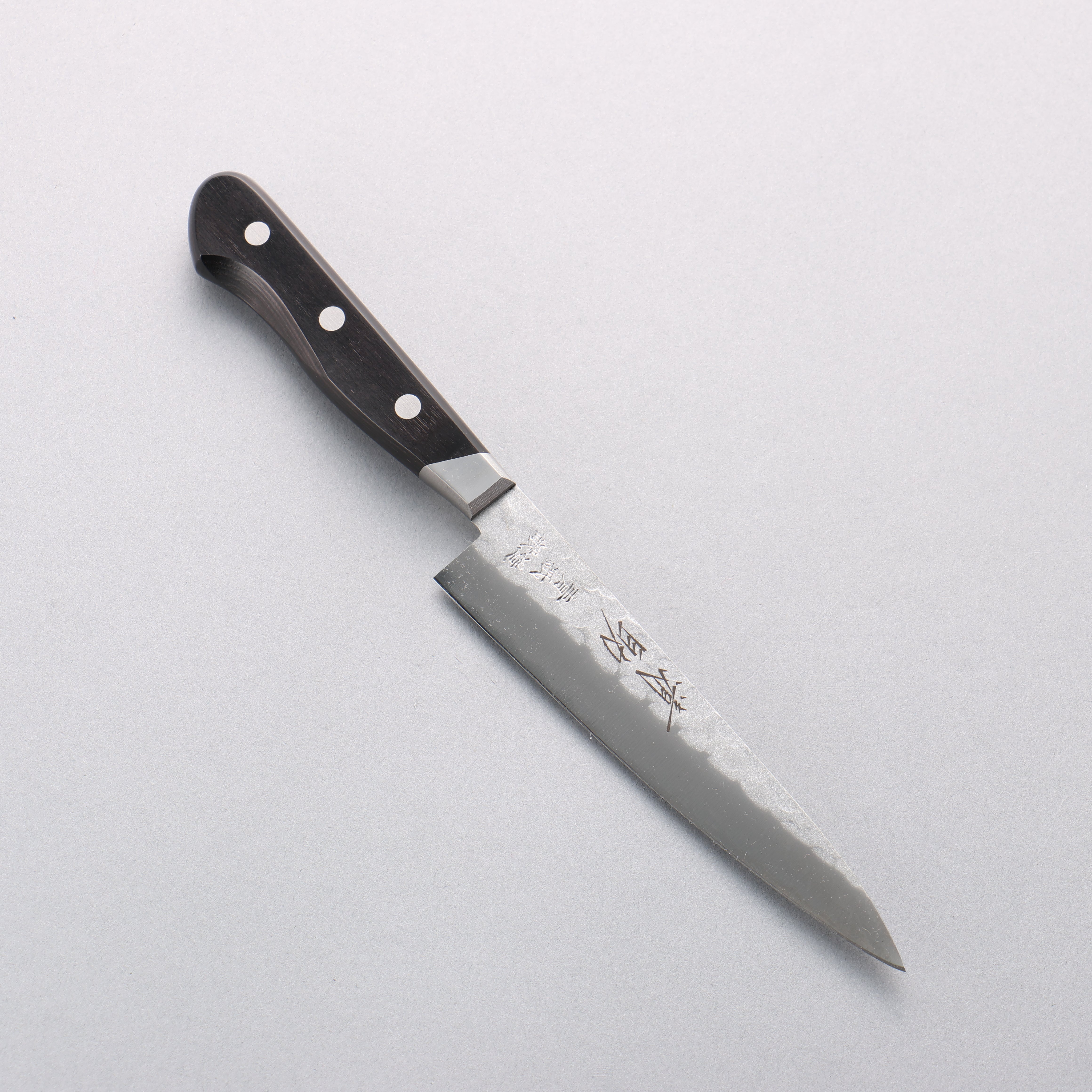 Premium Seisuke Blue Steel No.2 Nashiji Hammered Petty Utility Knife 135mm - Black Pakkawood Handle - Japanese Kitchen Knife for Slicing, Peeling & Precision Cutting
