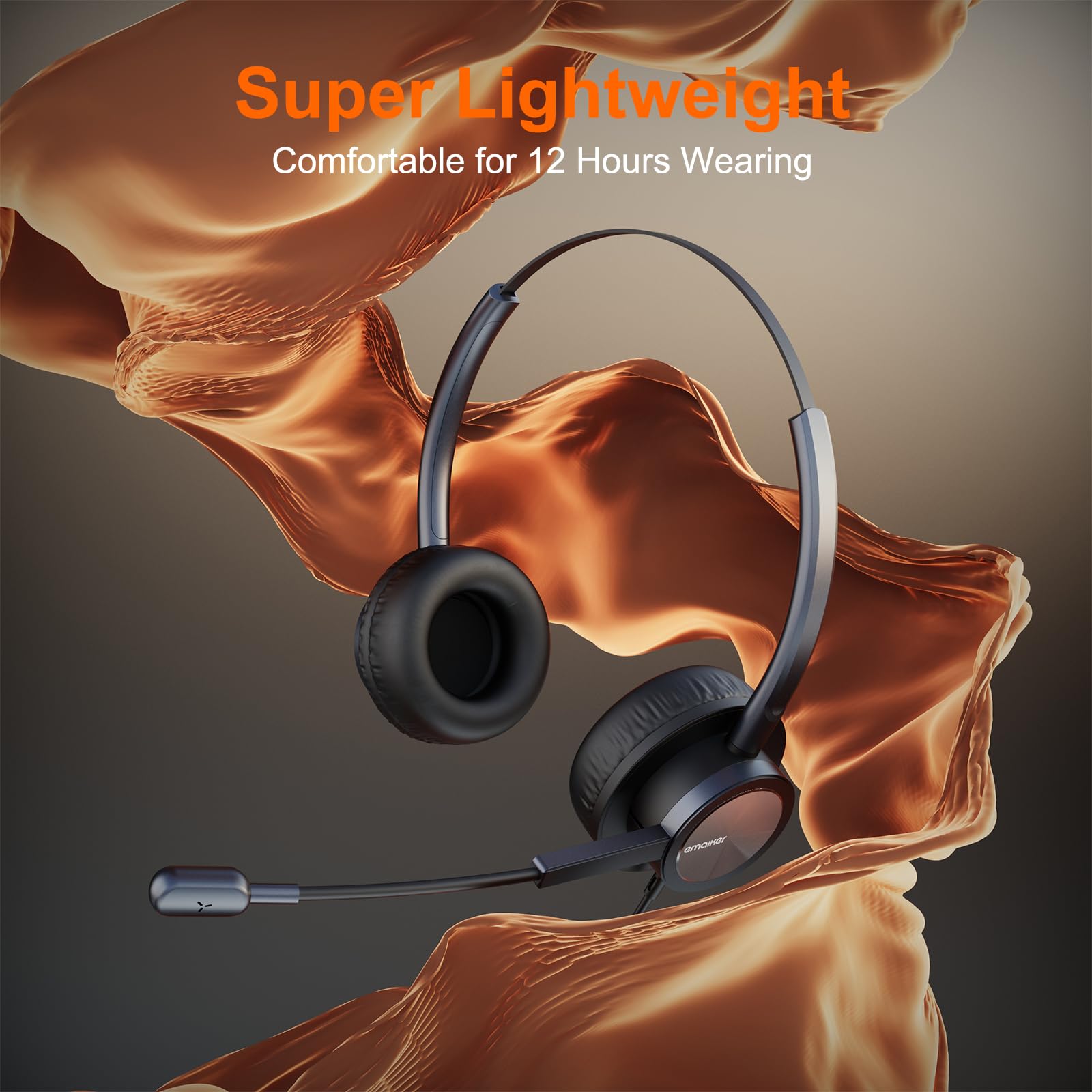 Noise Cancelling USB PC Headset with Microphone for Work & Office - Compatible with PC, Mac, Laptop - Ideal for Skype, Teams, Zoom, Webex, RingCentral, Dragon Dictation - Perfect for Remote Work, Online Meetings & Webinars