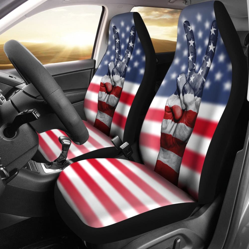 American Flag Peace Car Seat Covers 211802 - Durable Universal Fit for Cars, Trucks & SUVs - Patriotic Auto Accessories for Road Trips & Daily Commute