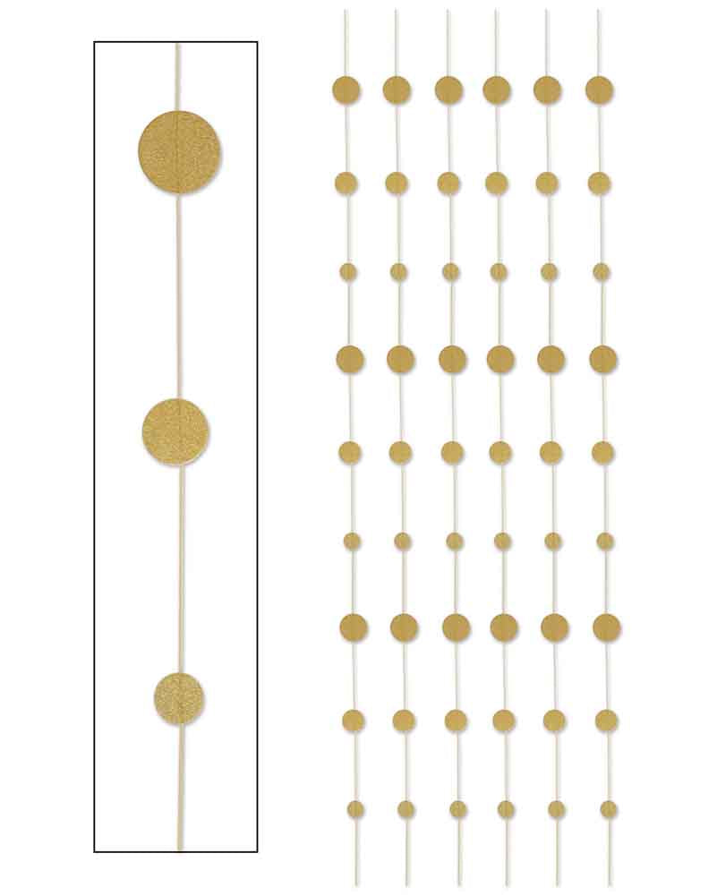 70s Gold Dot Stringers - 1.8m (6 Pack) - Vintage Disco Party Decorations for Home, Events & Photo Backdrops