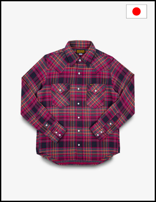 Iron Heart IHSH 403 11oz Ultra Heavy Flannel Line Check Western Shirt - Grey | Durable Workwear for Men, Outdoor Activities & Casual Style