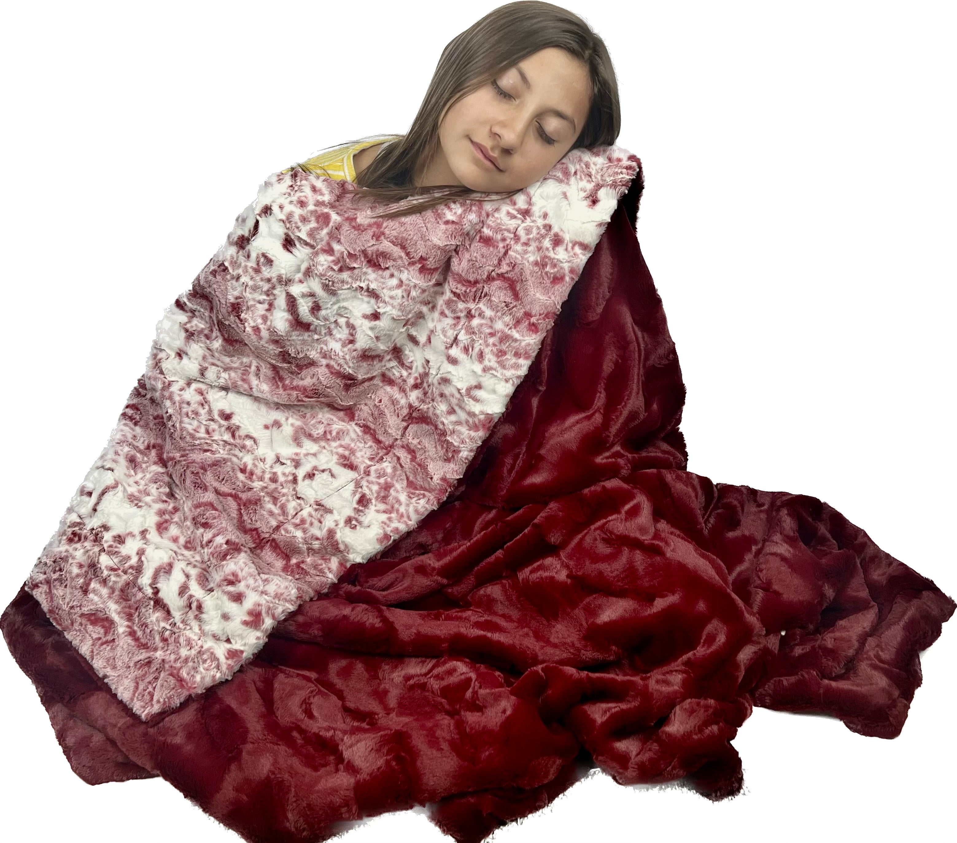 Merlot Snow Owl & Merlot Hide X-Wide Double Minky Adult Blanket 61x80 - Ultra Soft Luxury Throw for Bed, Couch & Winter Warmth