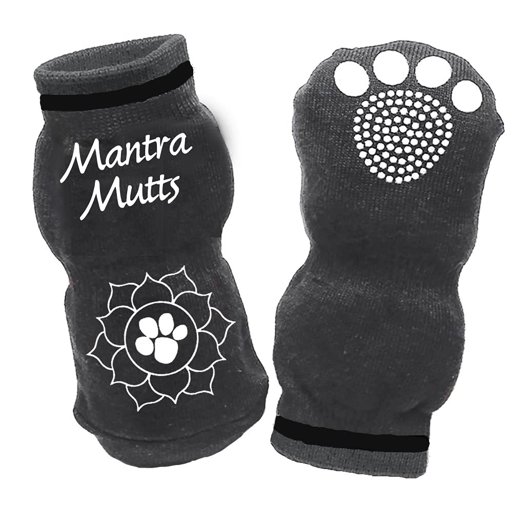 Muttluks Muttsoks Non-Slip Cotton Knit Dog Socks for Small Medium Large Dogs - 4 Pack for Indoor Outdoor Winter Protection & Paw Care