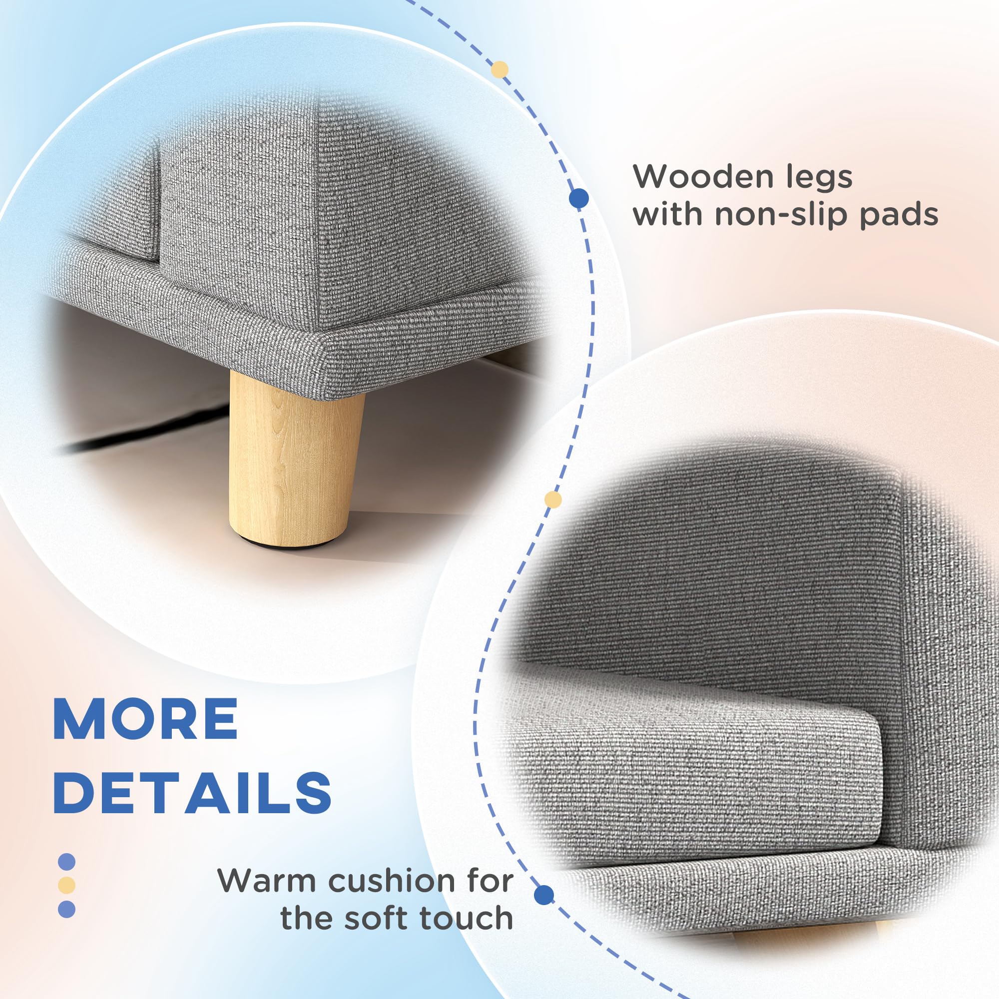 **PawHut Luxury Dog Sofa Couch with Washable Cover & Anti-Slip Mat – Comfortable Pet Bed for Large Dogs, Cats & Kittens – Gray Wooden Legs Design – Perfect for Living Room, Bedroom & Pet-Friendly Spaces**