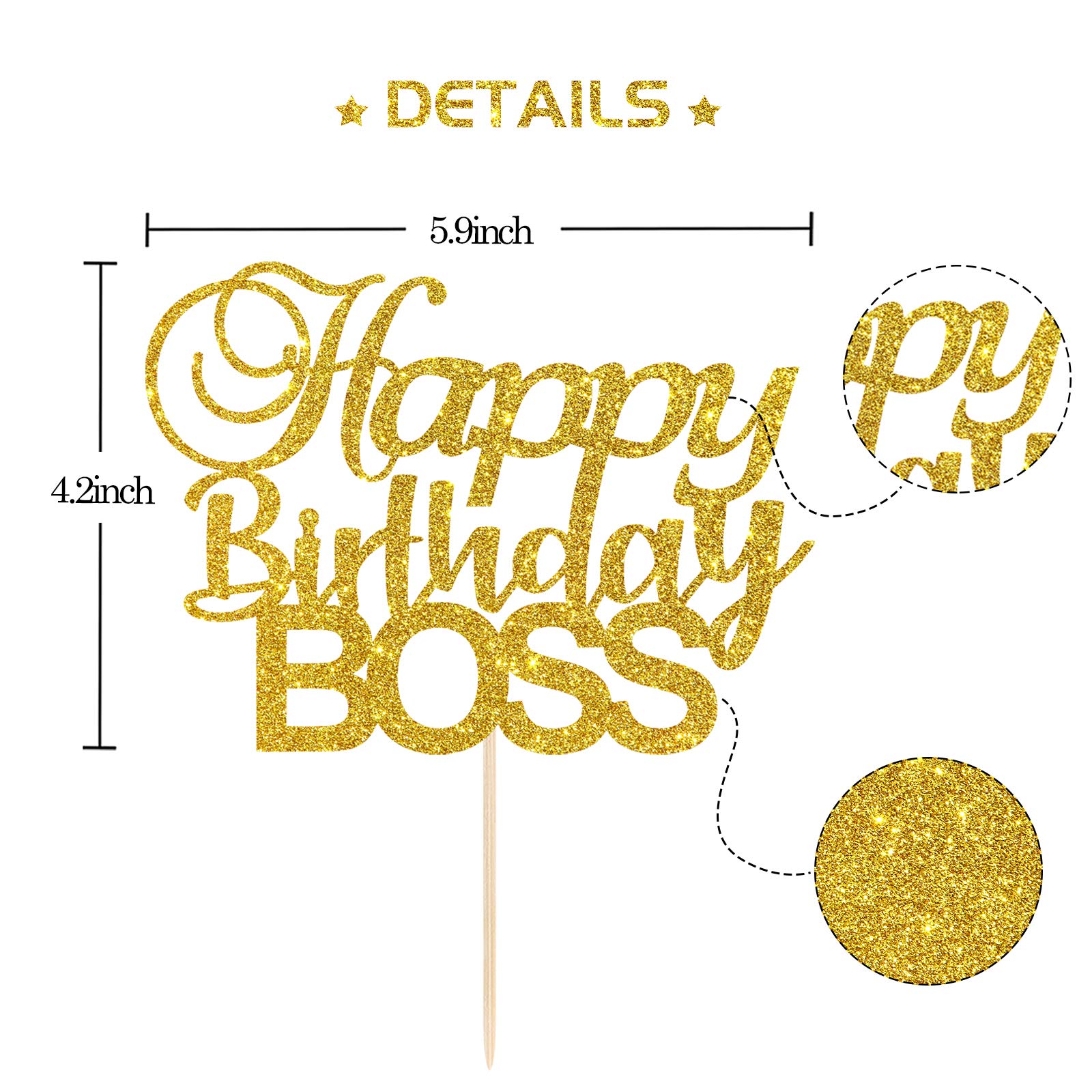 Gold Glitter Happy Birthday Cake Topper for Boss, Men & Baby Boy 1st Birthday - Prince Themed Party Decorations | Perfect for Office Celebrations, Baby Showers & Royal Birthday Parties