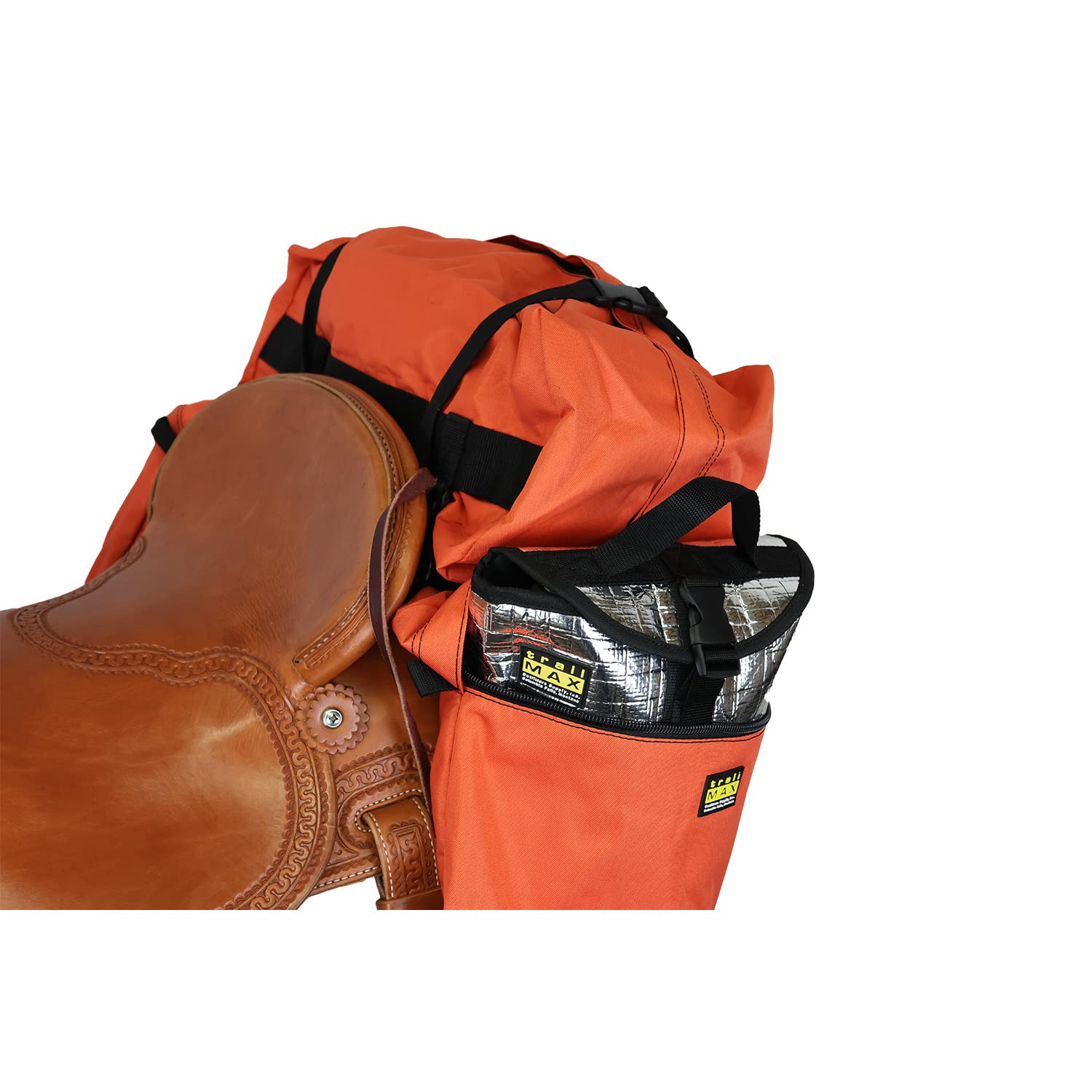TrailMax Medium Insulated Horse Saddlebags for Trail Riding - Detachable Cantle Bag Included - Western & Endurance Saddle Accessories for Equestrian Adventures, Camping & Long Distance Rides