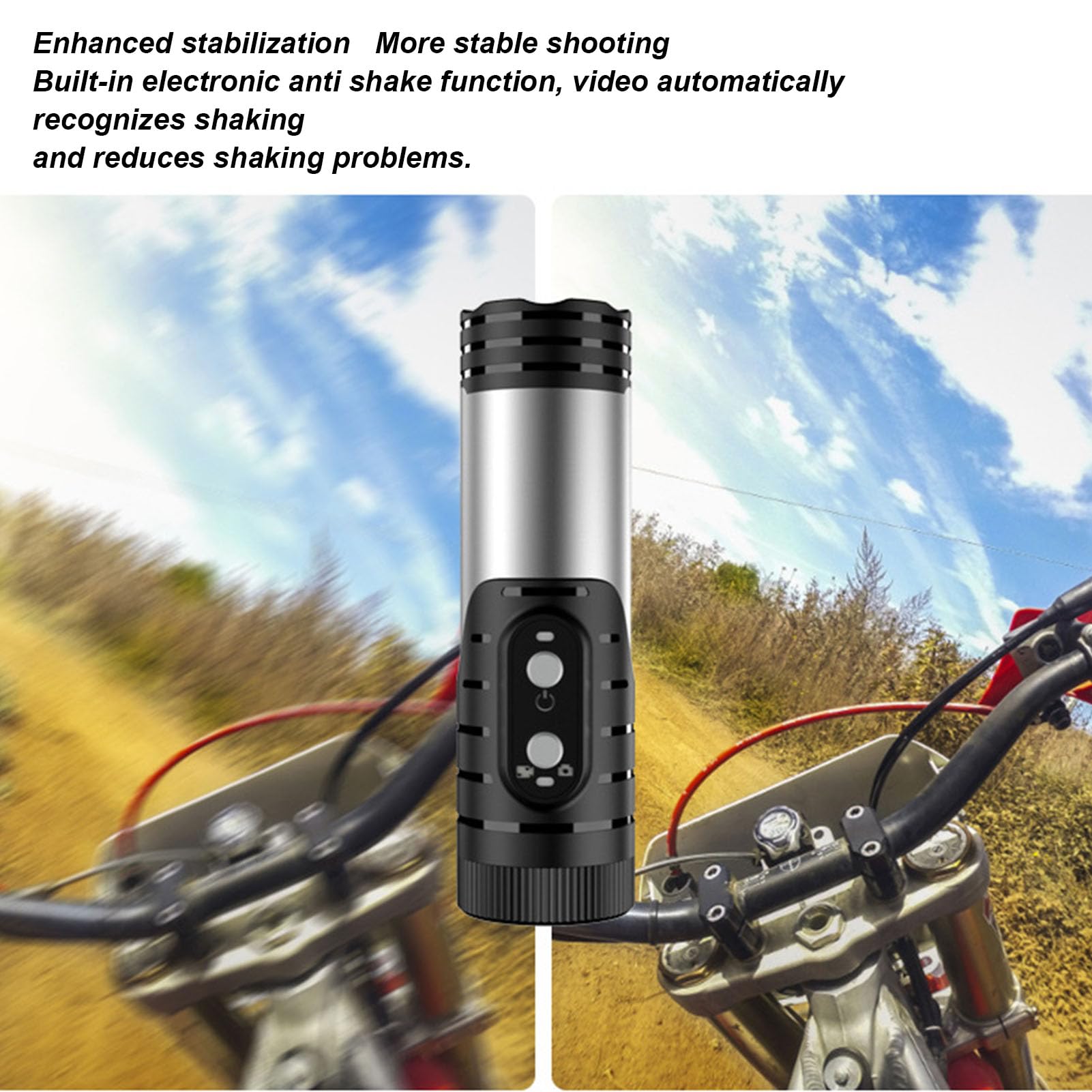 4K WiFi Bike Helmet Camera with Anti-Shake & 120° Wide Angle - Waterproof Action Camera for Motorcycle, Cycling & Outdoor Sports (Silver) - Perfect for Vlogging, Trail Riding & Adventure Recording