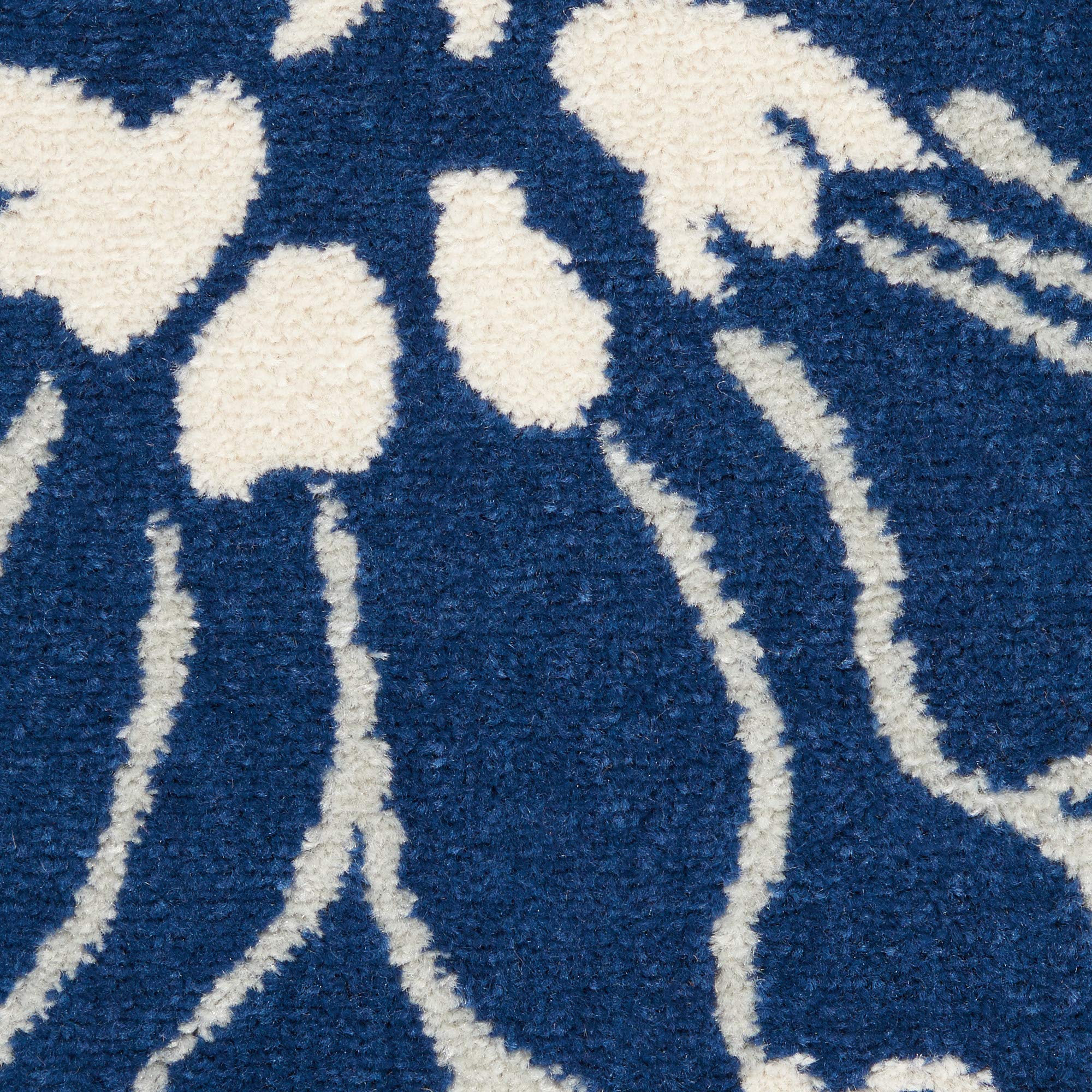 Nourison Passion 8' Round Area Rug - Navy & Ivory Modern Design - Perfect for Living Room, Bedroom, or Office Decor
