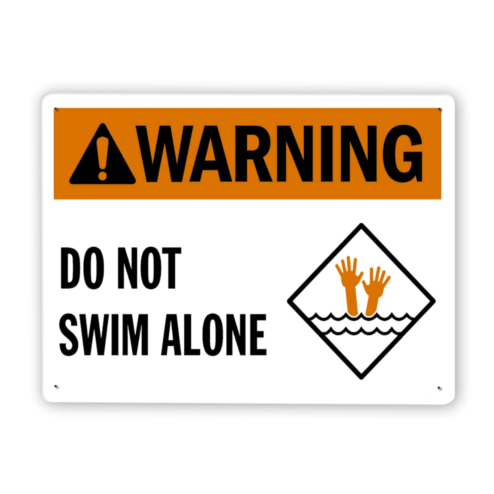 Pool Warning Sign - Do Not Swim Alone - 12x16 Inch Aluminum Metal Tin Sign for Safety & Caution - Perfect for Swimming Pools, Road Traffic & Business Areas