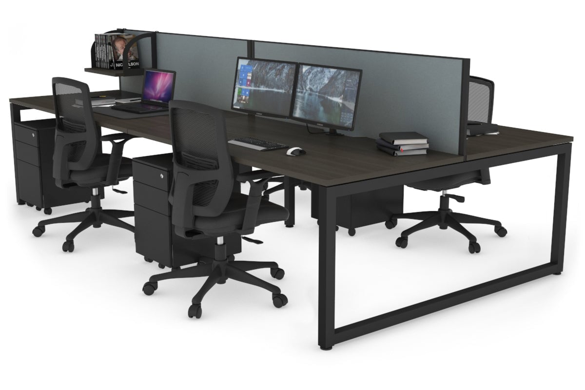 Quadro Loop Legs 4 Person Office Workstation - 1800L x 800W with Cable Management Scallop - Ideal for Collaborative Workspaces & Open Office Environments