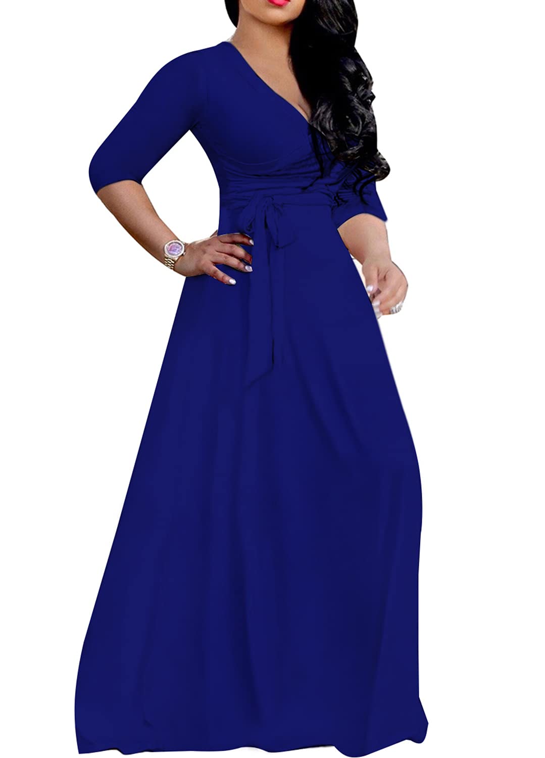 JTNFairy Women's Floral Print Long Maxi Dress - Plus Size Casual & Party Outfits - Perfect for Beach Vacations, Summer Weddings & Date Nights