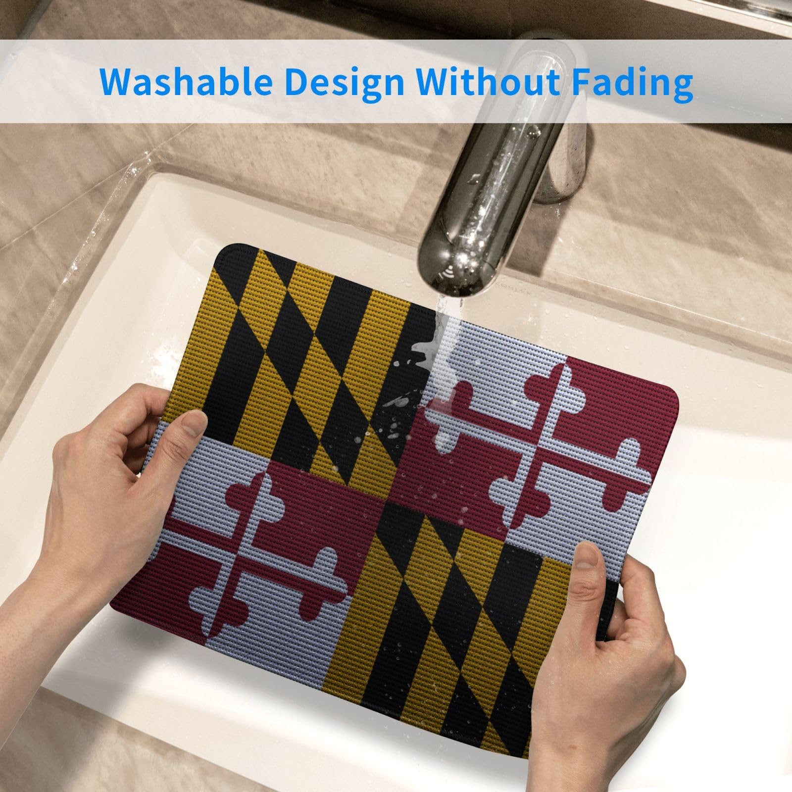 Maryland Flag Knit Effect Mouse Pad - Waterproof, Non-Slip Rubber Base, 10x12 Inch - Perfect for Office, Laptop & Gaming Setup - Durable Desk Accessory for Work & Play