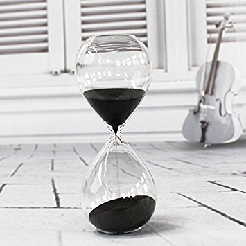 Grace's Dawn 60-Minute Transparent Glass Hourglass Sand Timer - Black - Perfect for Meditation, Yoga, Classroom, and Office Productivity