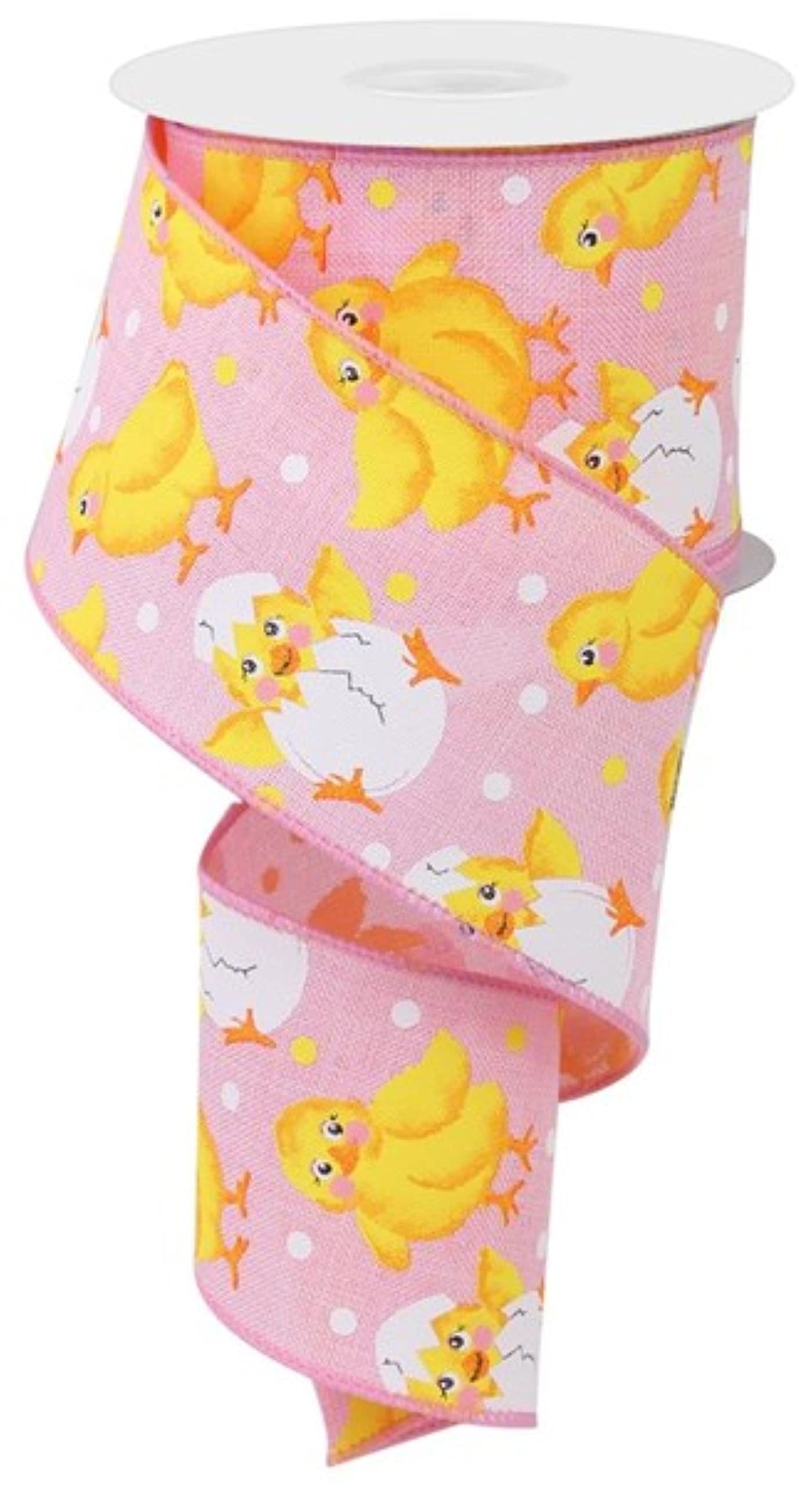 Baby Chicks Wired Edge Ribbon - 10 Yards Light Pink 2.5 Inch Wide Decorative Ribbon for Gift Wrapping, DIY Crafts, Party Decorations & Hair Bows